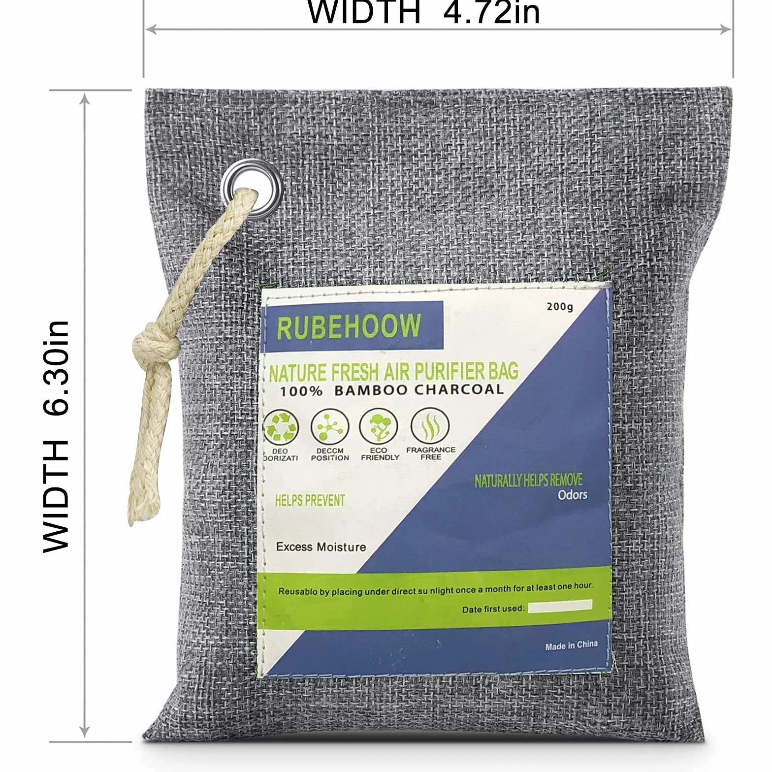 Nature Fresh Worki oczyszczające powietrze, torba oczyszczająca powietrze z węglem bambusowym, 4-pak eliminatorów zapachów do domu, filtr z węglem aktywnym do samochodów, szafek, łazienek i obszarów