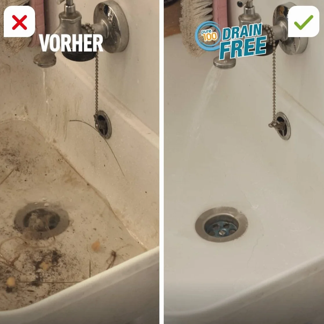 Pure100 Drain Free – mocna pianka czyszcząca – usuwa wszelkie zatkane i osady w rurach – środek do czyszczenia odpływów – usuwa nieprzyjemne zapachy – bez substancji chemicznych – biodegradowalna
