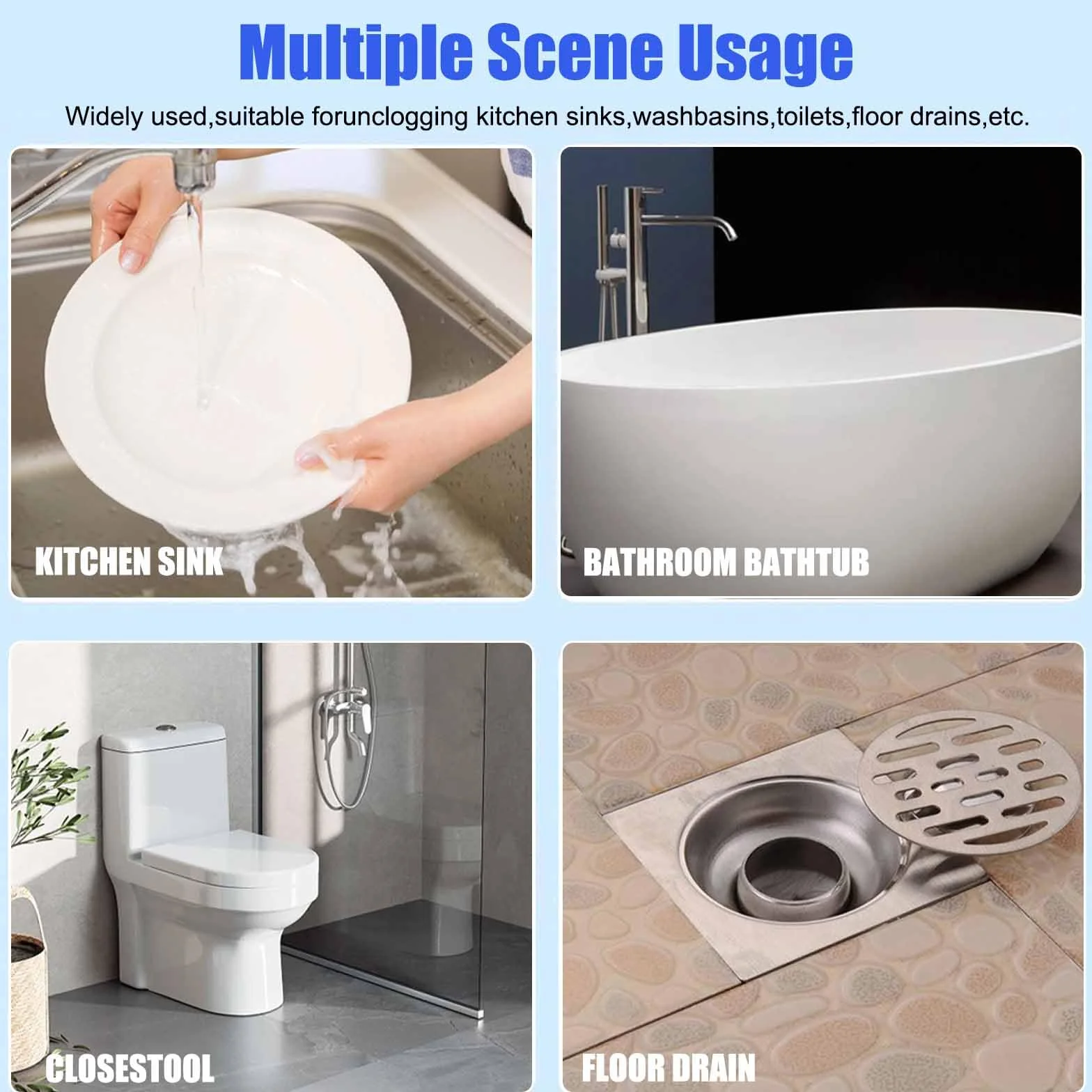 Crystal Lye Drain Opener,Multifunction Powerful Pipe Dredging Agent,260g Crystal Lye Drain Opener Powder,for Unclog Drains,Bathroom Sinks, Kitchen Sinks,Shower Pipes (1)
