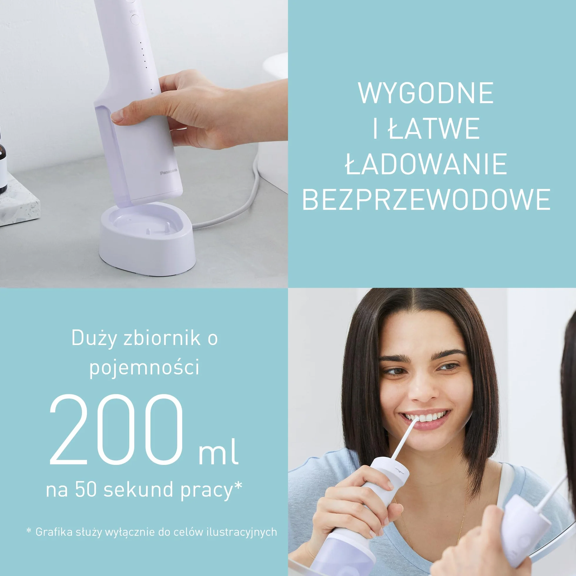 Panasonic EW-DJ26-V303 Irygator do jamy ustnej 200 ml IPX7 5 ustawień ciśnienia fioletowy