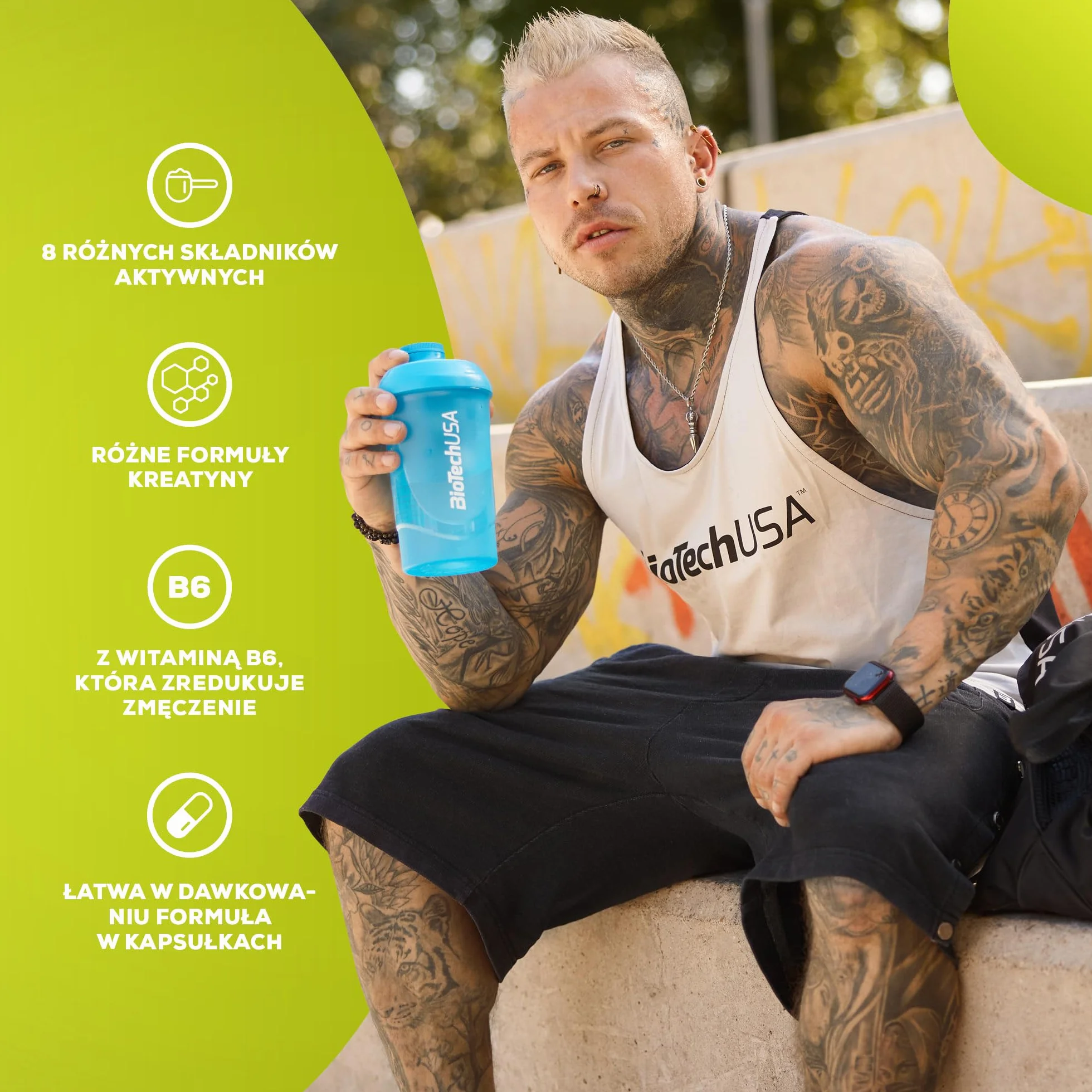 BioTechUSA CreaTor | z monohydratem kreatyny i pirogronianem kreatyny | z dodatkiem aminokwasów, witamin i niacyny, 120 kapsułek