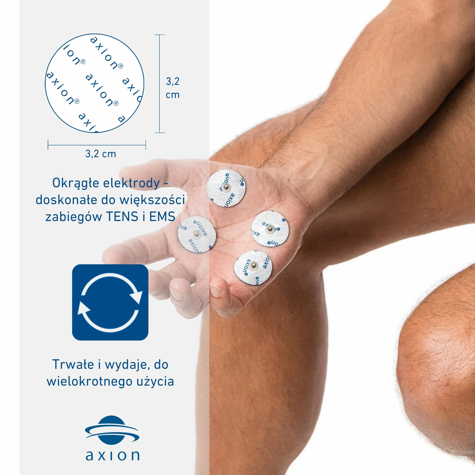 Elektrody żelowe Ø32mm Axion Snap do TENS EMS Sanitas Beurer Bluetens