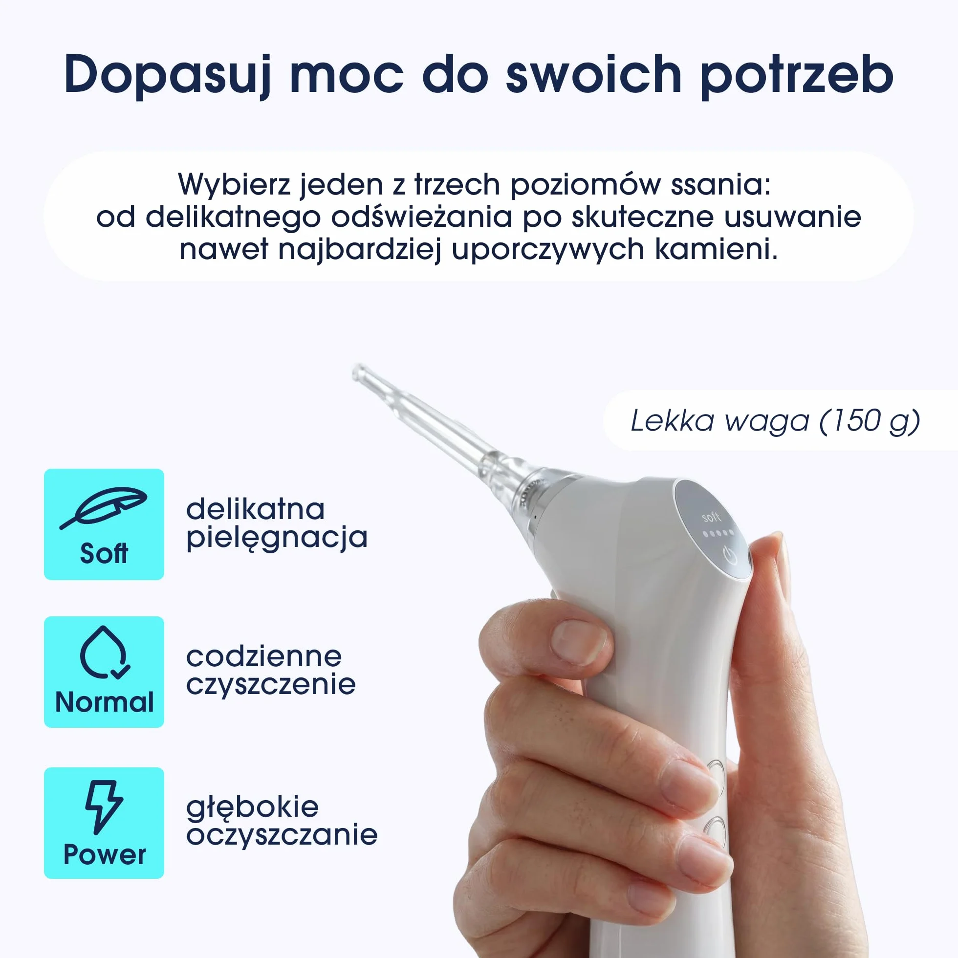 ZENT TonsilCare Urządzenie do usuwania czopków kamieni migdałkowych, Czyszczenie śluzu z gardła, Bezprzewodowe, 3 Poziomy mocy, 3 Silikonowe końcówki, Podświetlenie LED, Ciche działanie