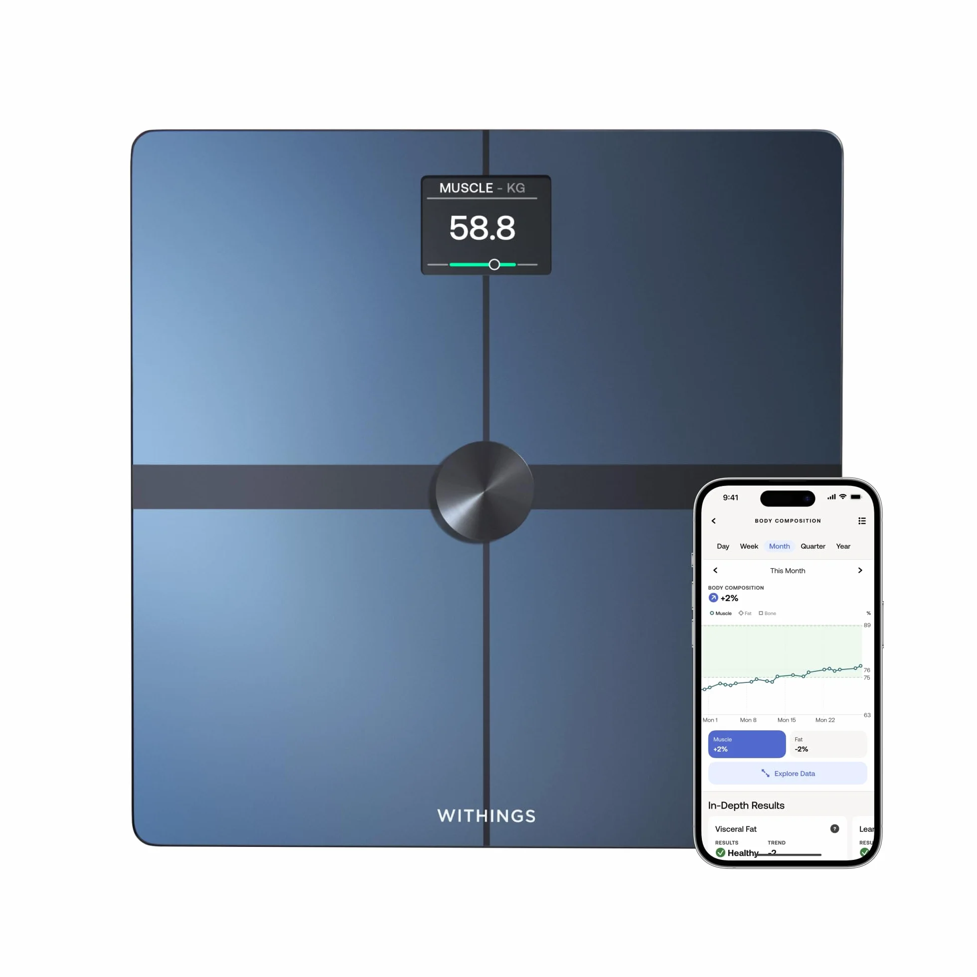 WITHINGS Body Smart – cyfrowa waga osobowa/waga osobowa do poszerzonego składu ciała, w tym masa mięśniowa, zawartość wody, gęstość kości, czarna