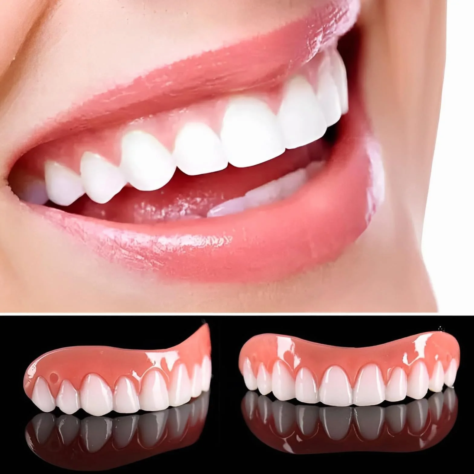 Snap on Perfect Smile Sztuczne Zęby 1 Para Zatrzaskowe Silikonowe Forniry Tymczasowe Wybielanie Proteza Górne Dolne