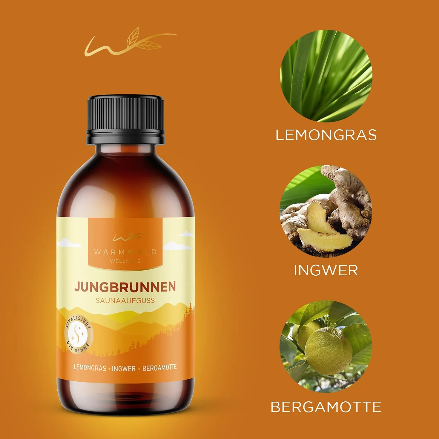 Warmwald Środek do nalewania do sauny z naturalnymi olejkami eterycznymi, zapach trawy cytrynowej, imbirowo-bergamotka 100 ml