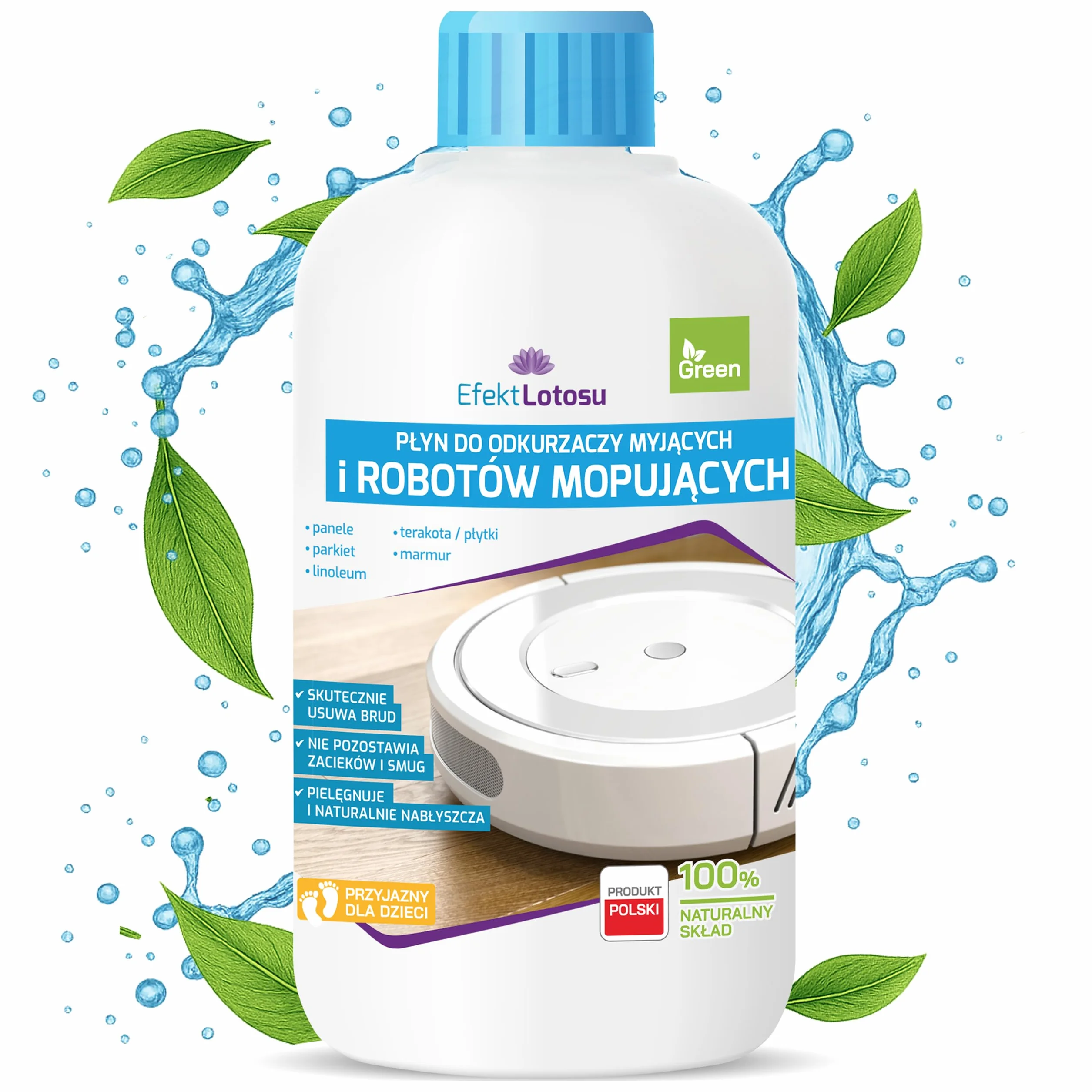 Naturalny płyn myjący do robotów mopujących i odkurzaczy myjących, bez smug, do wszystkich modeli, 500 ml