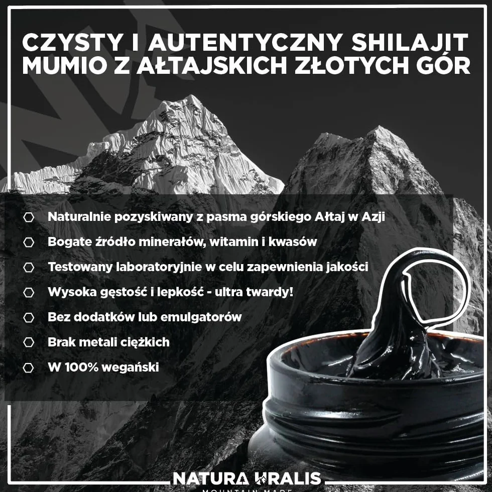 Natura Uralis Altai Shilajit Organiczna Żywica Mineralna Czarny 100g