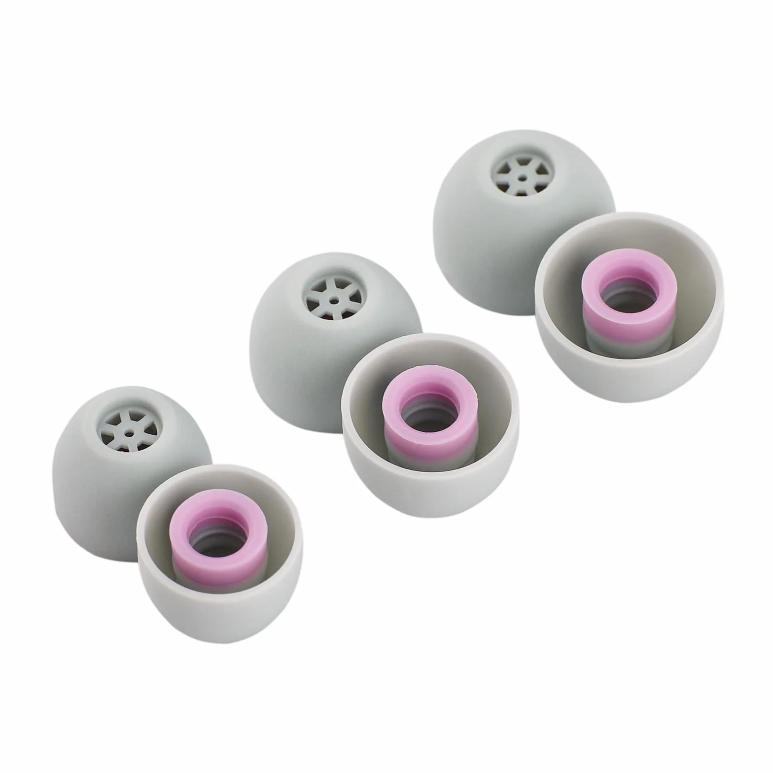 Linsoul Kiwi Ears Flex zatyczki do uszu, zamiennik silikonowych końcówek IEM, 3 pary, rozmiar S/M/L, do KZ ZS10 Pro, Orchestra Lite, Cadenza słuchawki przewodowe/bezprzewodowe (szaro-różowe)
