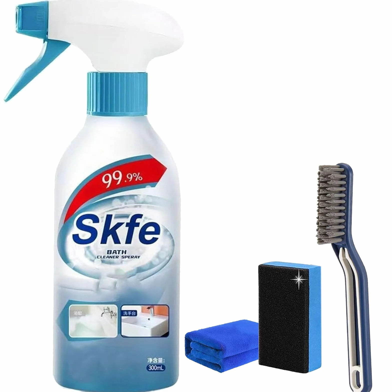 Skfe Spray do czyszczenia wanny, skfe uporczywe plamy, odkamieniacz do łazienki, mocny spray do czyszczenia łazienki, do toalety, wanny, prysznica (1 szt.)
