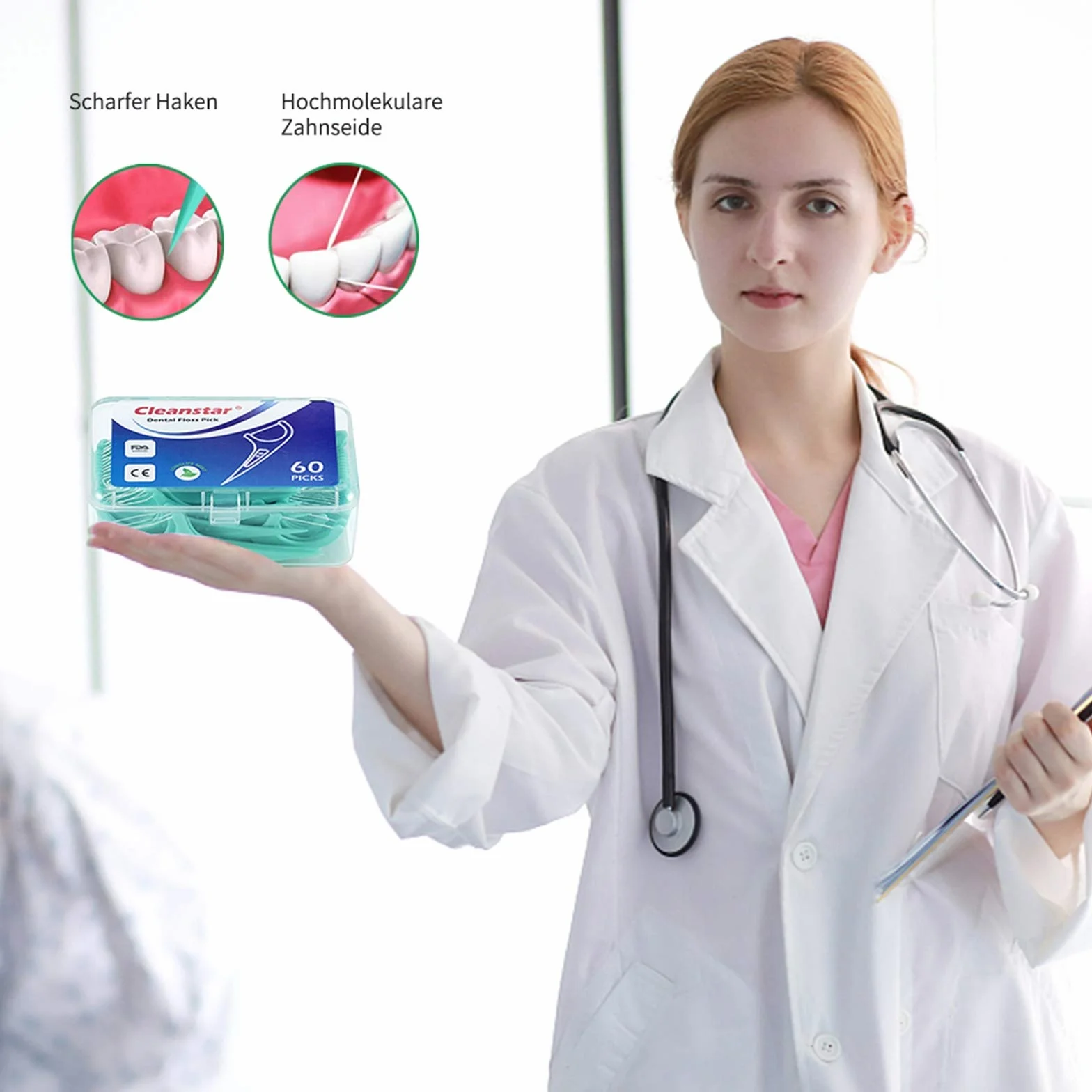 Patyczki z nicią dentystyczną, opakowanie 5 sztuk, 300 sztuk, jednorazowa nić dentystyczna z przenośnym etui podróżnym i wykałaczką, idealne dla rodzin, hoteli i podróży