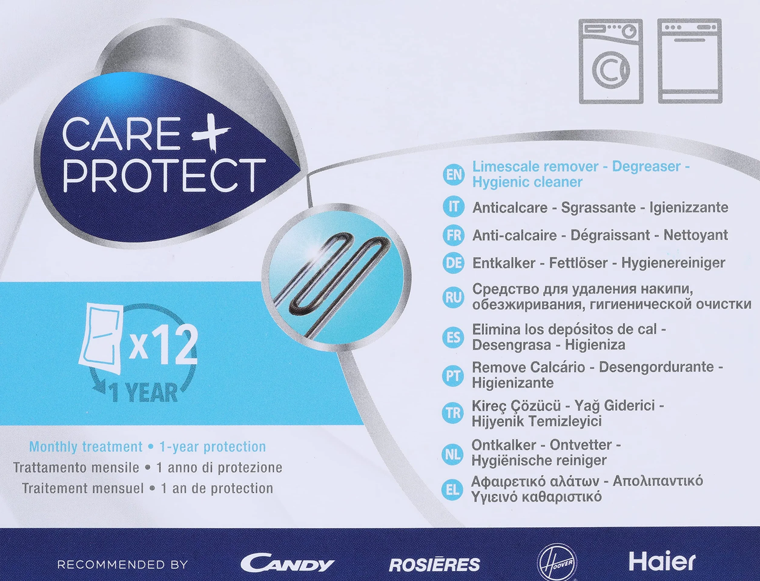 CANDY Anticalcare Sgrassante Igenizzante Lavatrice Lavasto Care+Protect