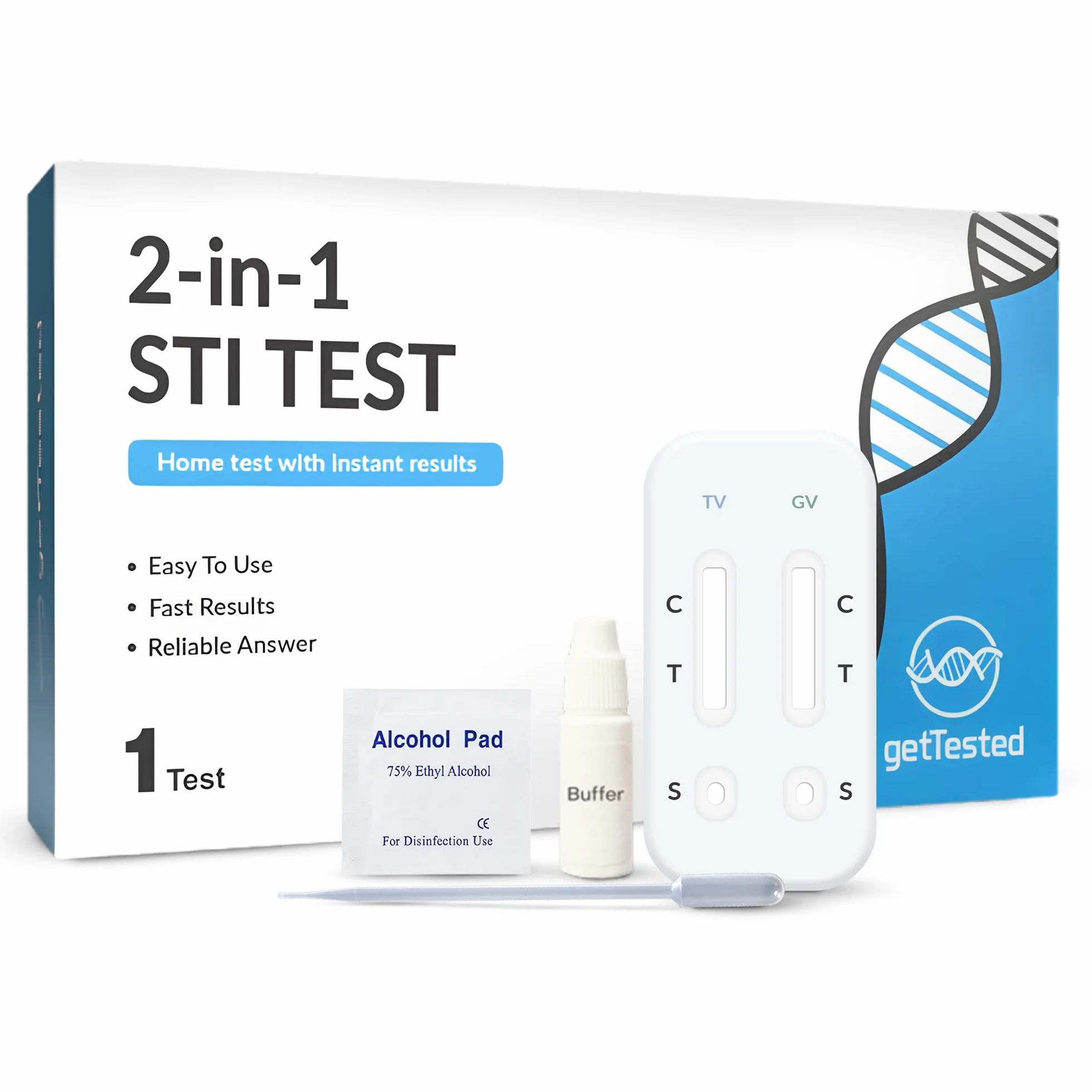 GetTested Test 2 w 1 na choroby przenoszone drogą płciową na Trichomonas i Gardnerella – zestaw do testowania STI w domu dla kobiet i mężczyzn – szybkie wyniki w domu – łatwy w użyciu, prywatny test