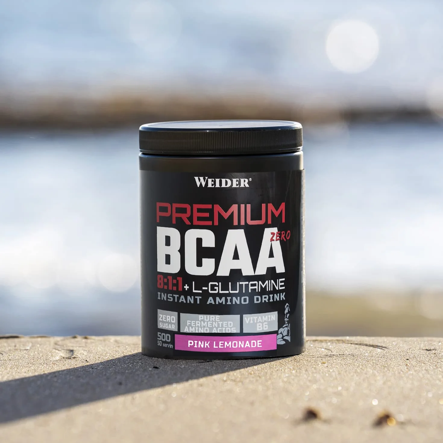 Weider Premium BCAA 8:1:1 500 g - Idealne przed i po treningu, Z L-Glutaminą Kyowa® i Witaminą B6, Bez Cukru, Wegańskie, Smak Różowej Lemonady