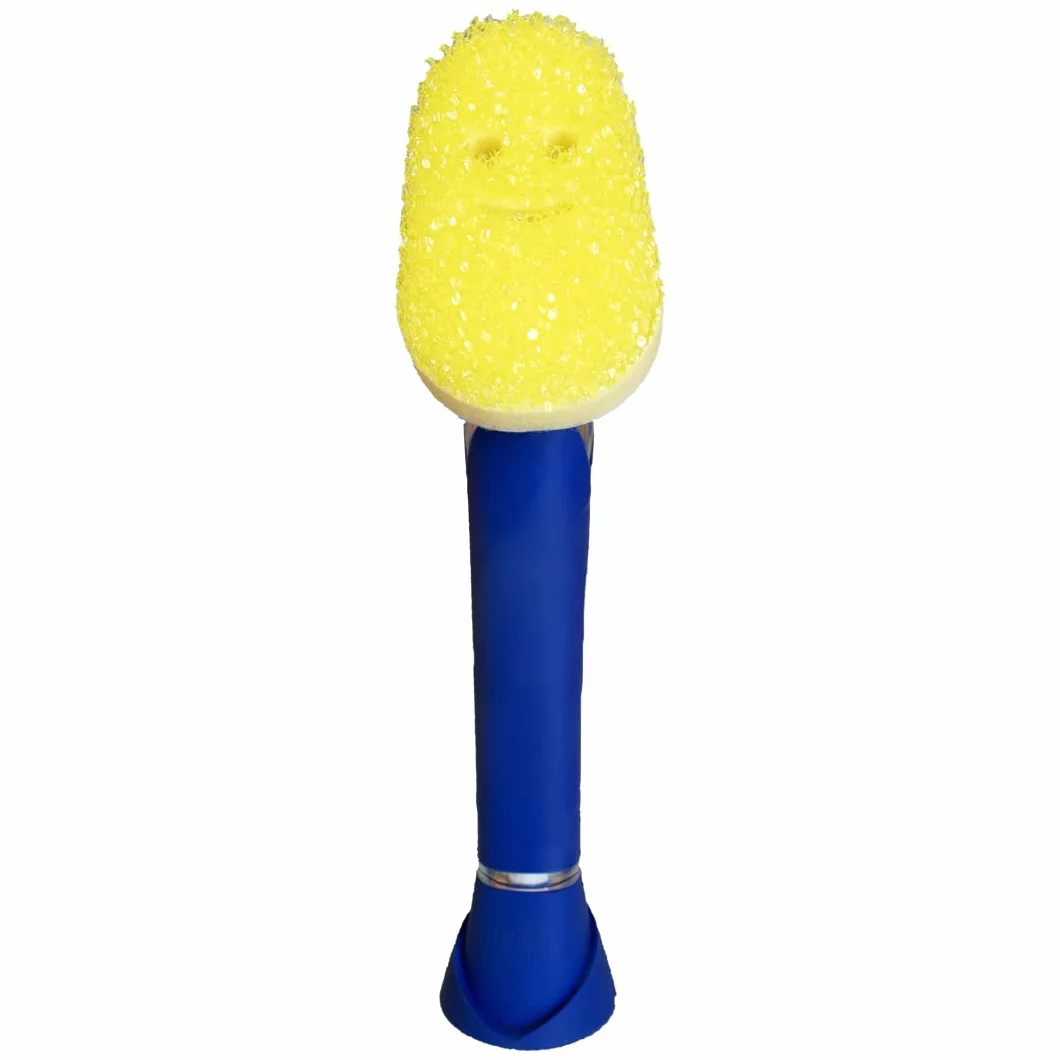 Scrub Daddy Dish Daddy FlexTexture Gąbka do Naczyń z Uchwytem i Dozownikiem Płynu, Niebieski