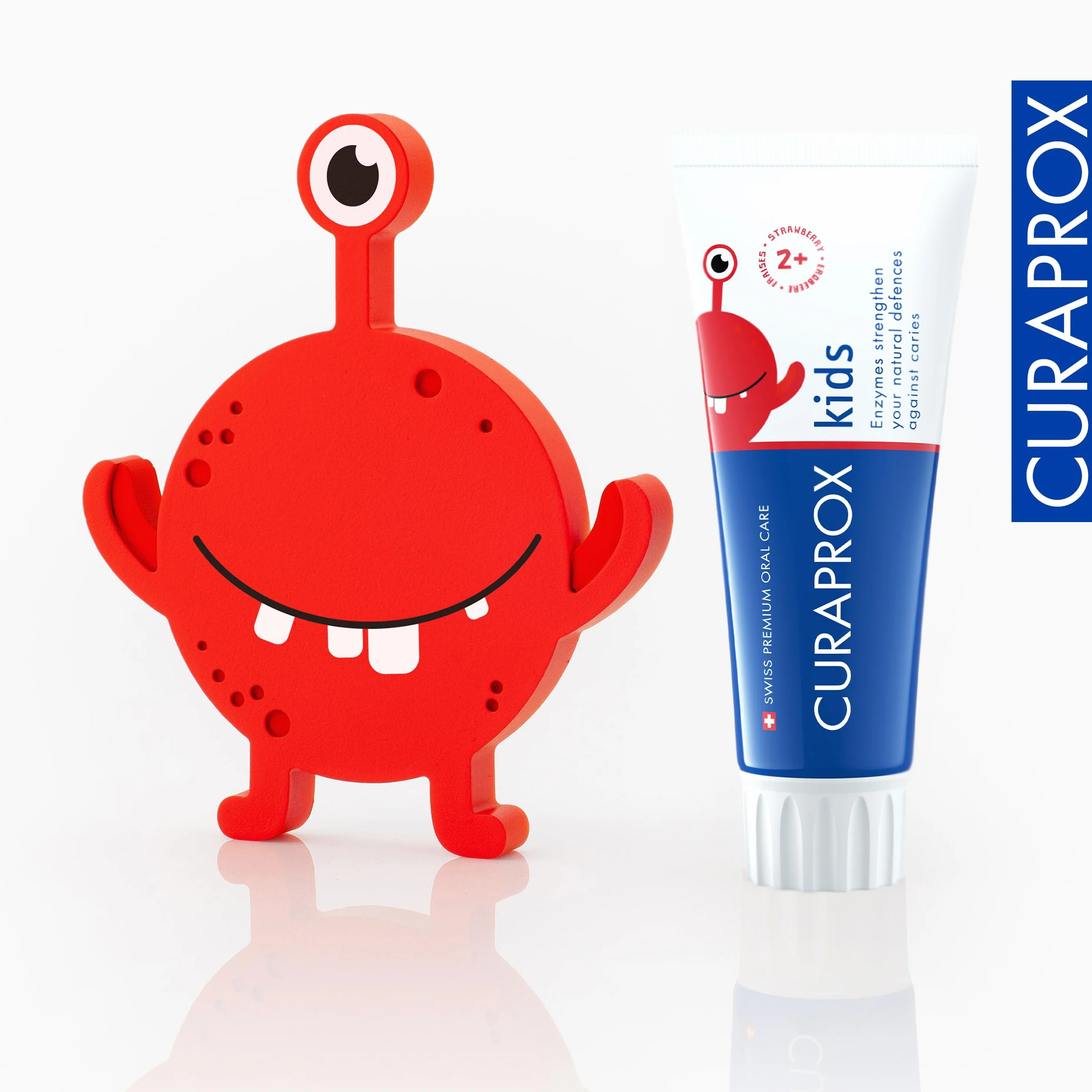 Curaprox kids Pasta do zębów – wiek 2+ / smak truskawkowy/chroni zęby mleczne fluorem 950 ppm/delikatna formuła / 60 ml/Made in Switzerland