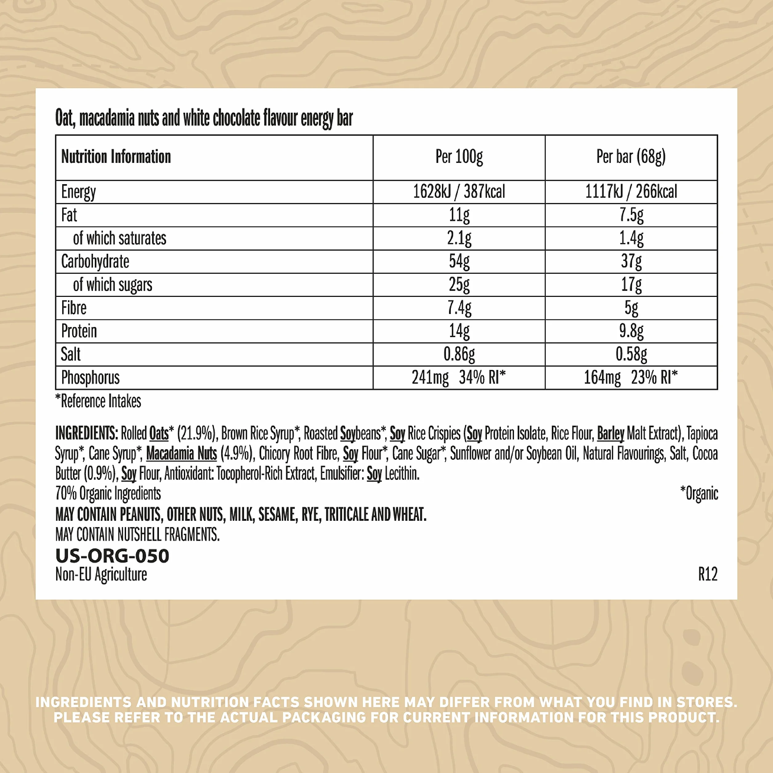Clif Bar Batonik energetyczny White Chocolate Macadamia, 12 sztuk (12 x 68 g)