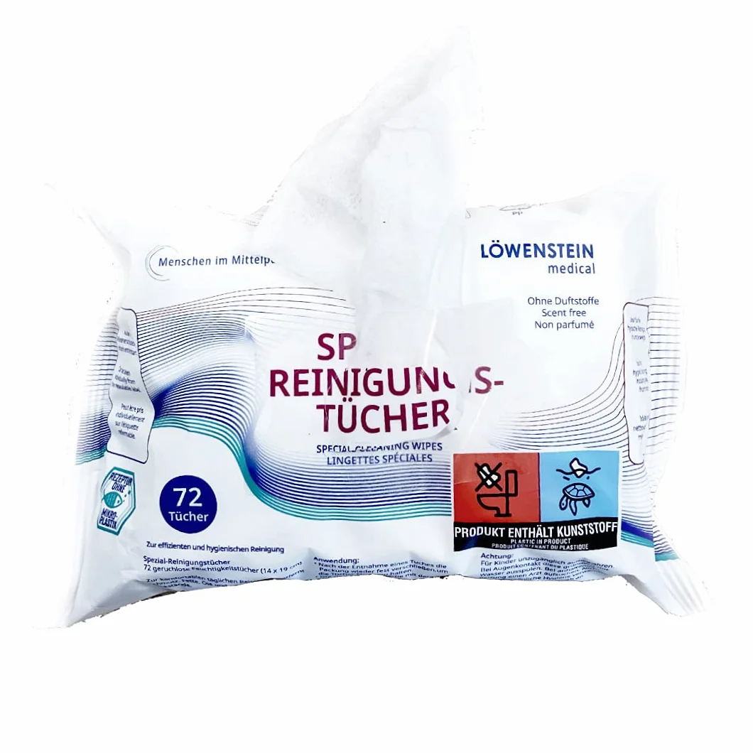 Specjalne chusteczki czyszczące, bez substancji zapachowych, do czyszczenia CPAP, do masek CPAP, akcesoriów, idealne również w podróży lub w domu, Löwenstein Medical, 72 chusteczki (1)