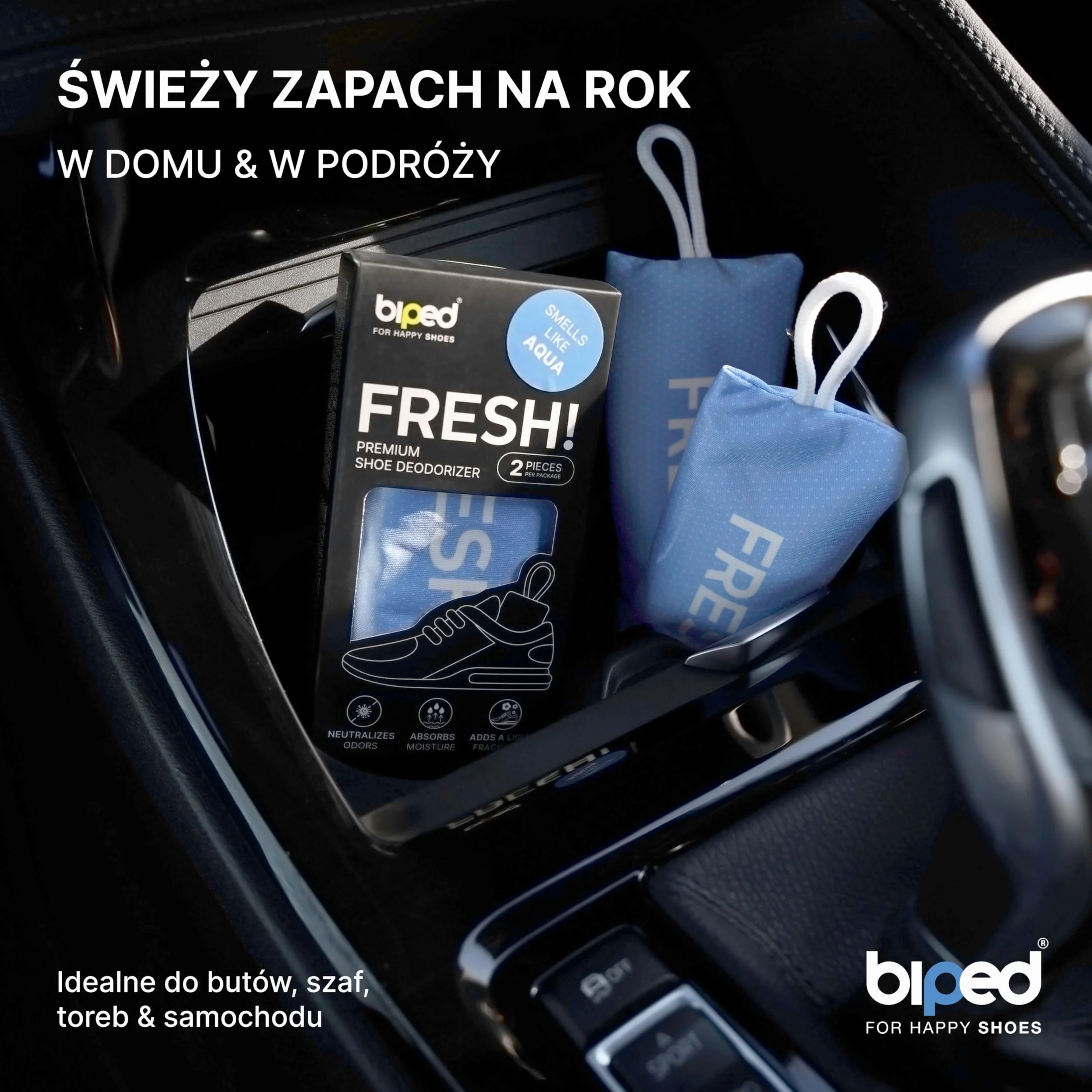biped FRESH! dezodorant do obuwia z bambusowym węglem aktywnym – neutralizuje pot i zapachy – 4 sztuki