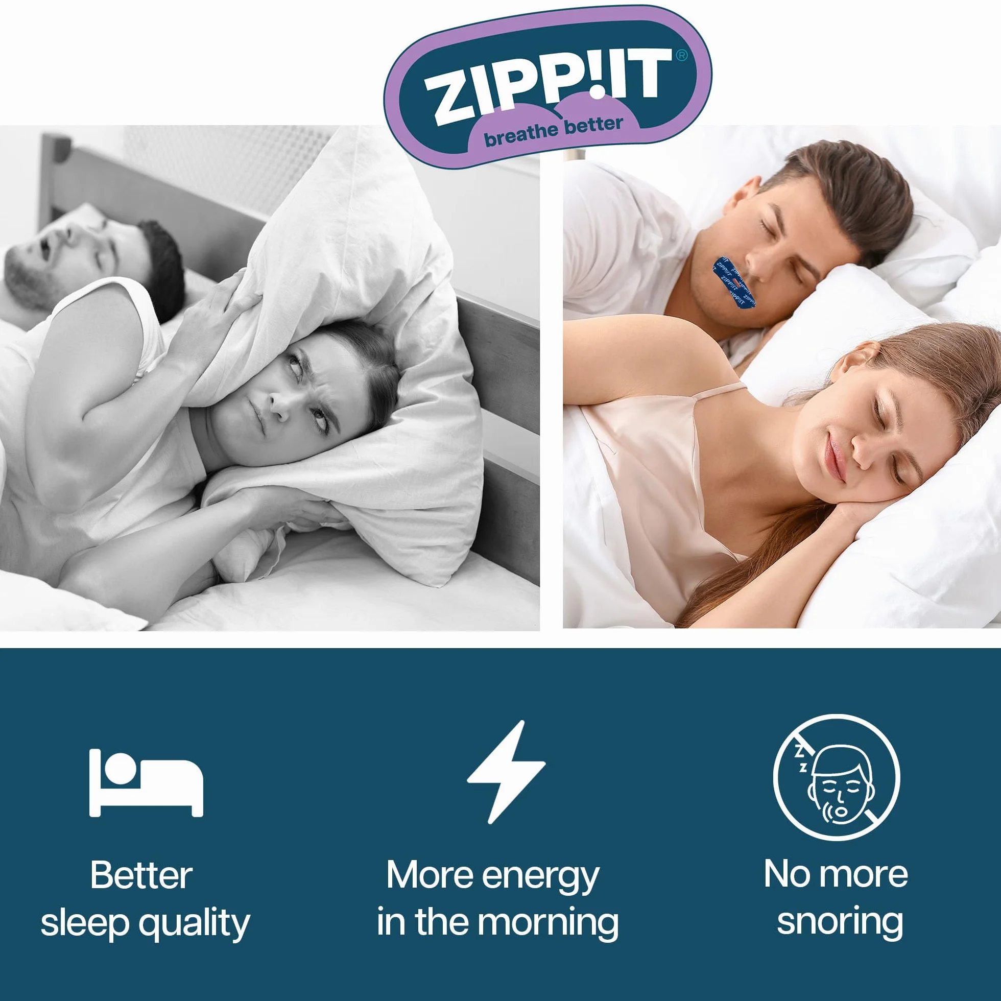 Zippit Taśma na usta do spania 30 sztuk plastry na chrapanie