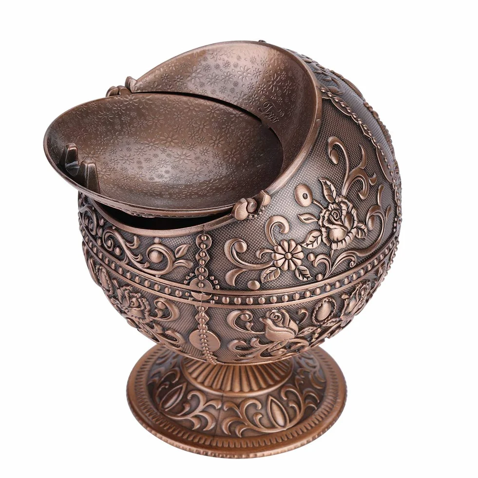 Wiatroodporna popielniczka, kreatywna popielniczka w stylu vintage z pokrywką na papierosy Przenośna zewnętrzna popielniczka metalowa Popielniczka wewnętrzna Elegancki prezent dla mężczyzn Kobiety (1 #)