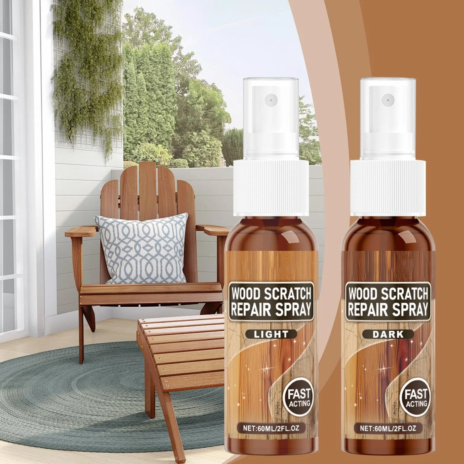 Wood Scratch Repair, Instant Fix Scratch Remover Spray, Floor Polish And Restorer, Perfect For Furniture With Natural Shine And Protective Layer For Home Surfaces, Easy Spray Design