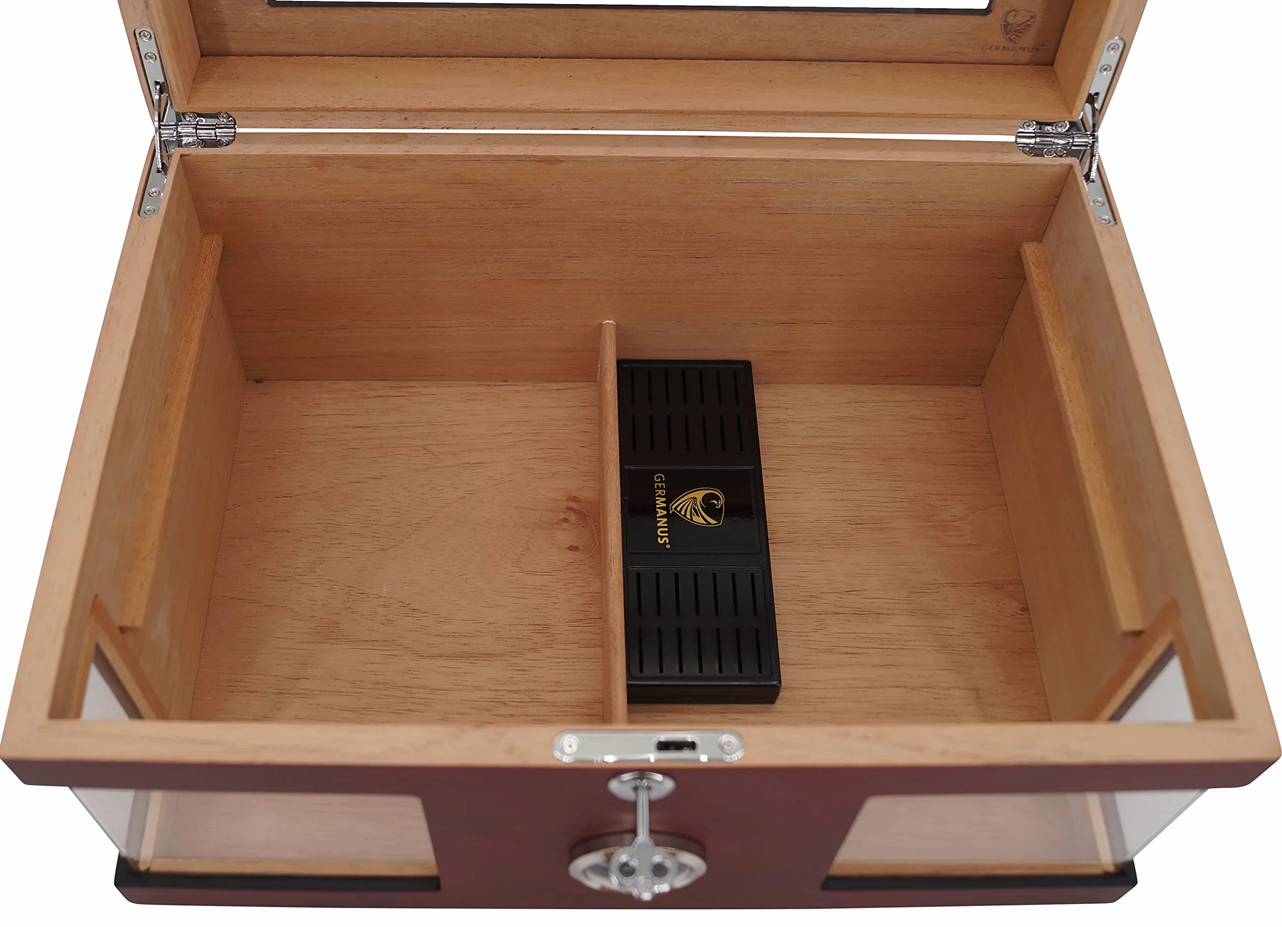 GERMANUS Humidor skrzynia z okienkiem brązowa