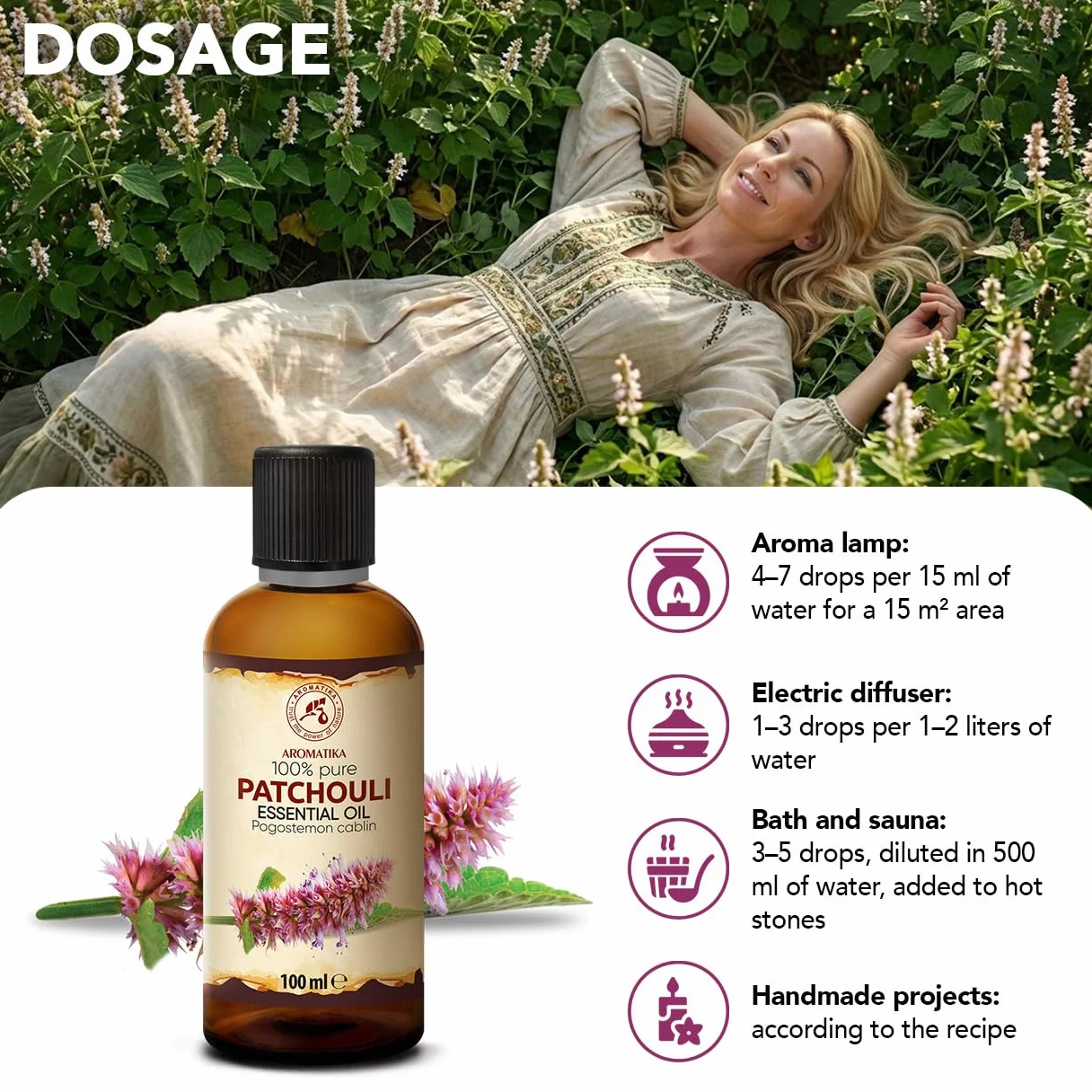 Olejek Eteryczny z Paczuli 100 ml Pogostemon Cablin Aromatyczny do Dyfuzora Aromaterapia