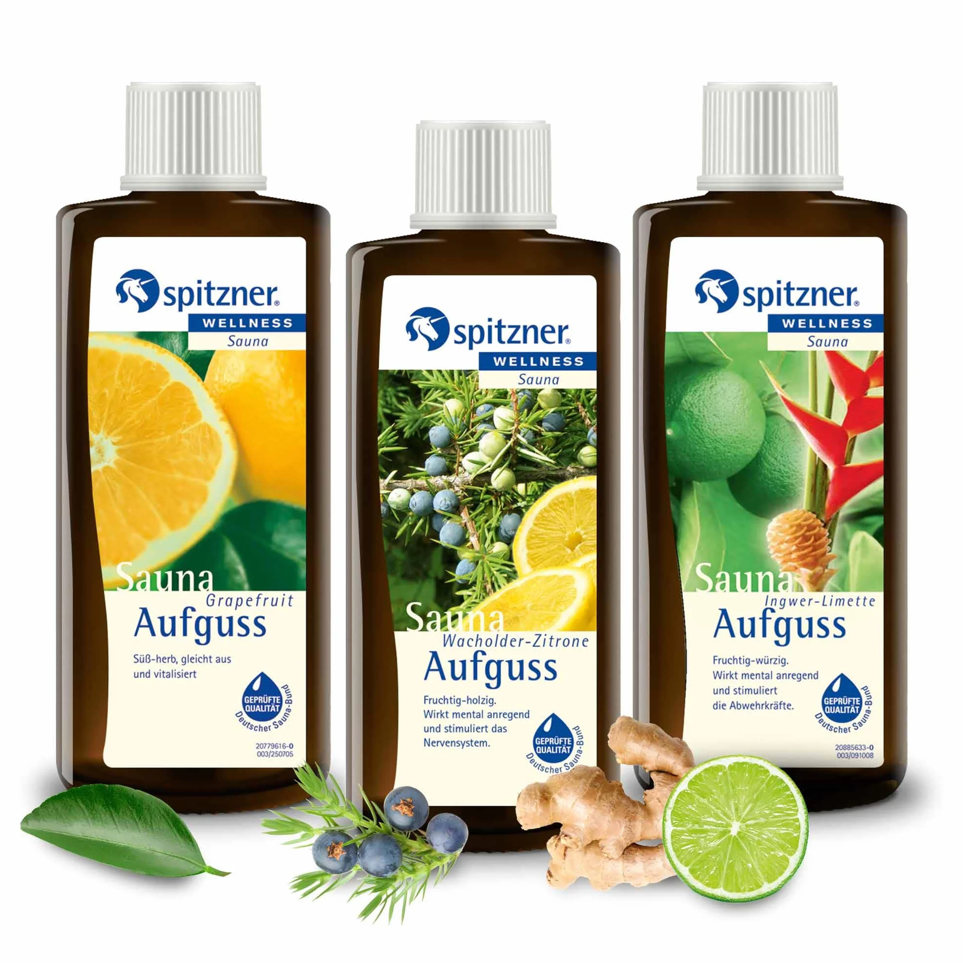 Spitzner Zestaw do zaparzania sauny Vital & Mocny 3 x 190 ml naturalny olejek grejpfrut jałowiec limonka imbirowa
