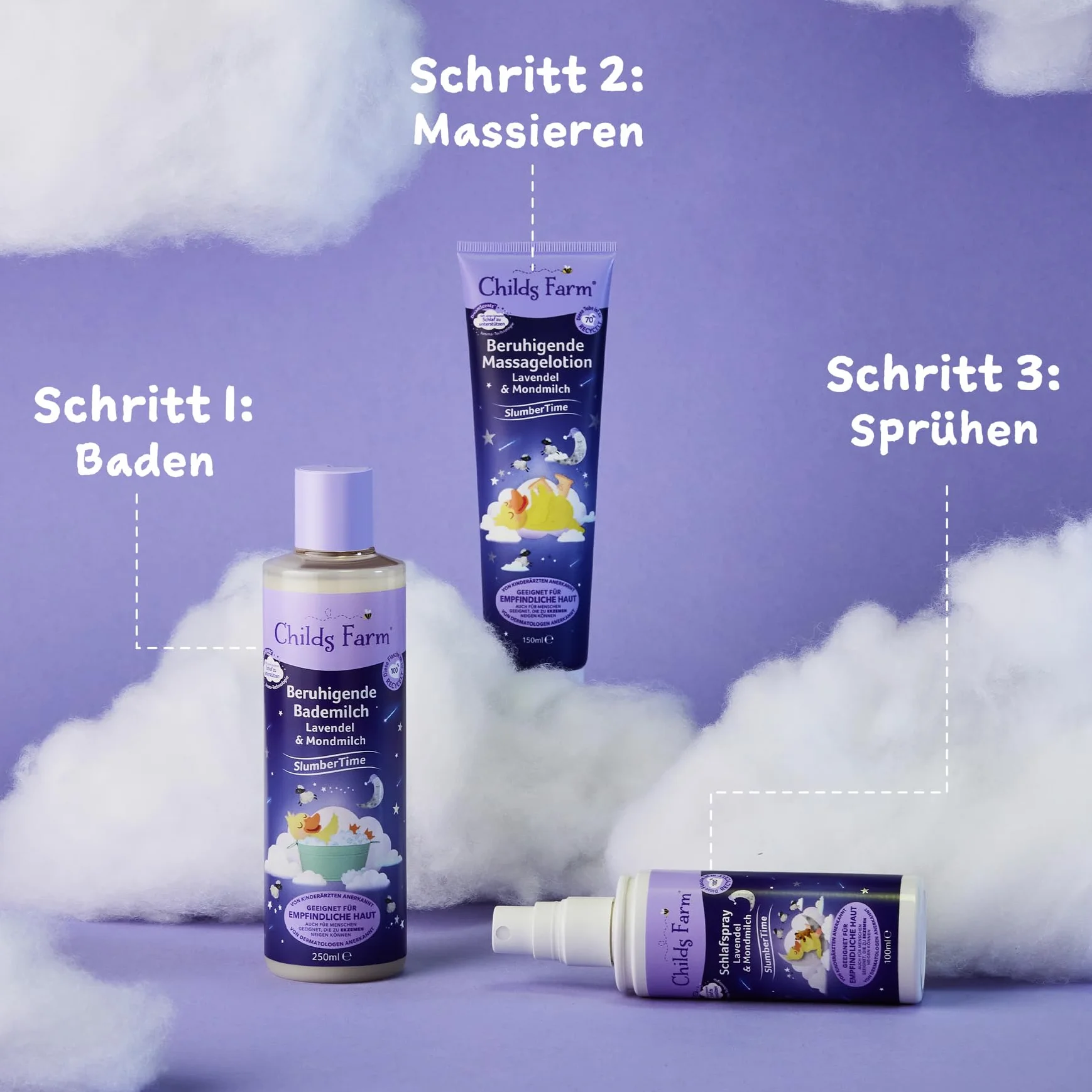 Childs Farm SlumberTime spray do spania, lawenda i mleczko księżycowe, 100 ml, wspomagający sen, relaksujący i uspokajający dla dzieci od 6 miesiąca życia i starszych.
