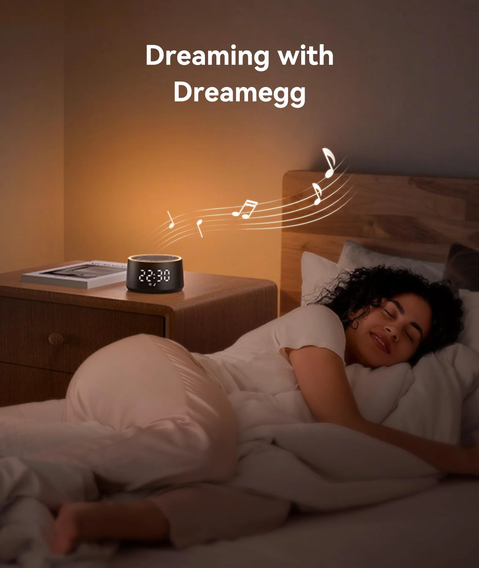Dreamegg White Noise Machine - D1 Nova biały szum dla niemowląt i dorosłych, 25 uspokajających dźwięków, 10 lampek nocnych, przyciemniany wyświetlacz, budzik bez telefonu dla sypialni, idealna pomoc