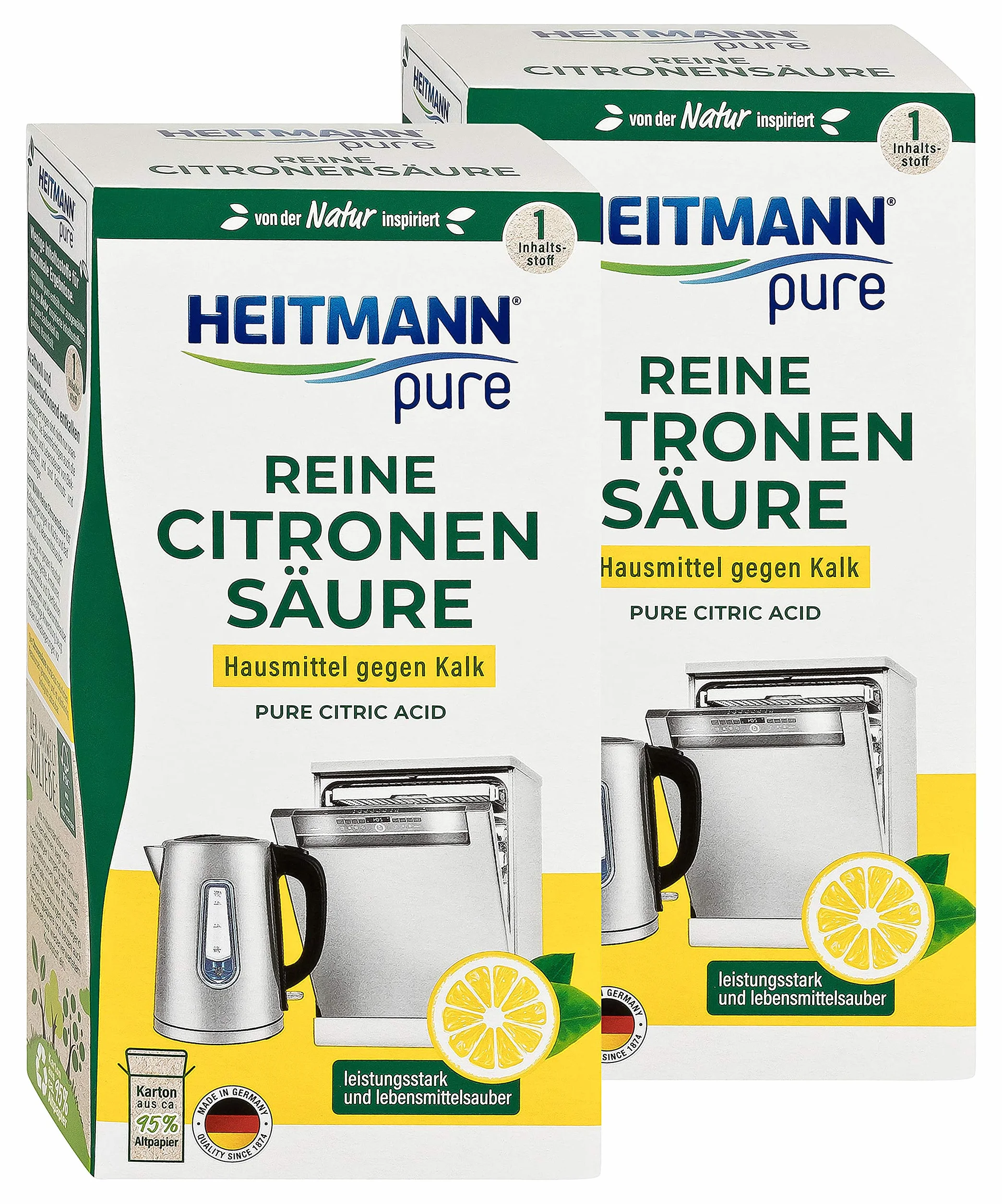 HEITMANN pure czysty kwas cytrynowy Ekologiczny odkamieniacz w proszku, 2 x 350 g