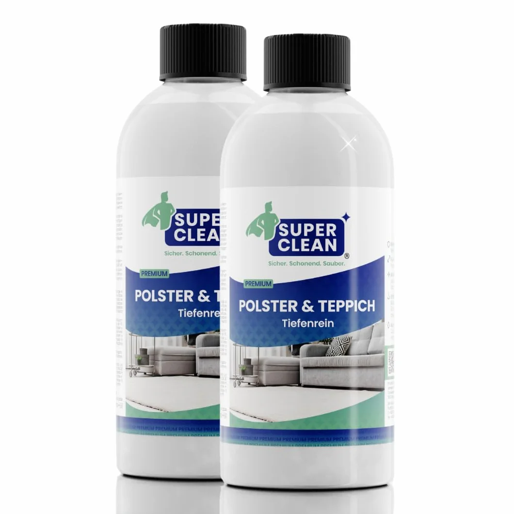 SUPER CLEAN Środek do głębokiego czyszczenia tapicerki i dywanów | Koncentrat do wszystkich rodzajów tapicerki, dywanów, foteli samochodowych, sof i kanap | 2 × 500 ml