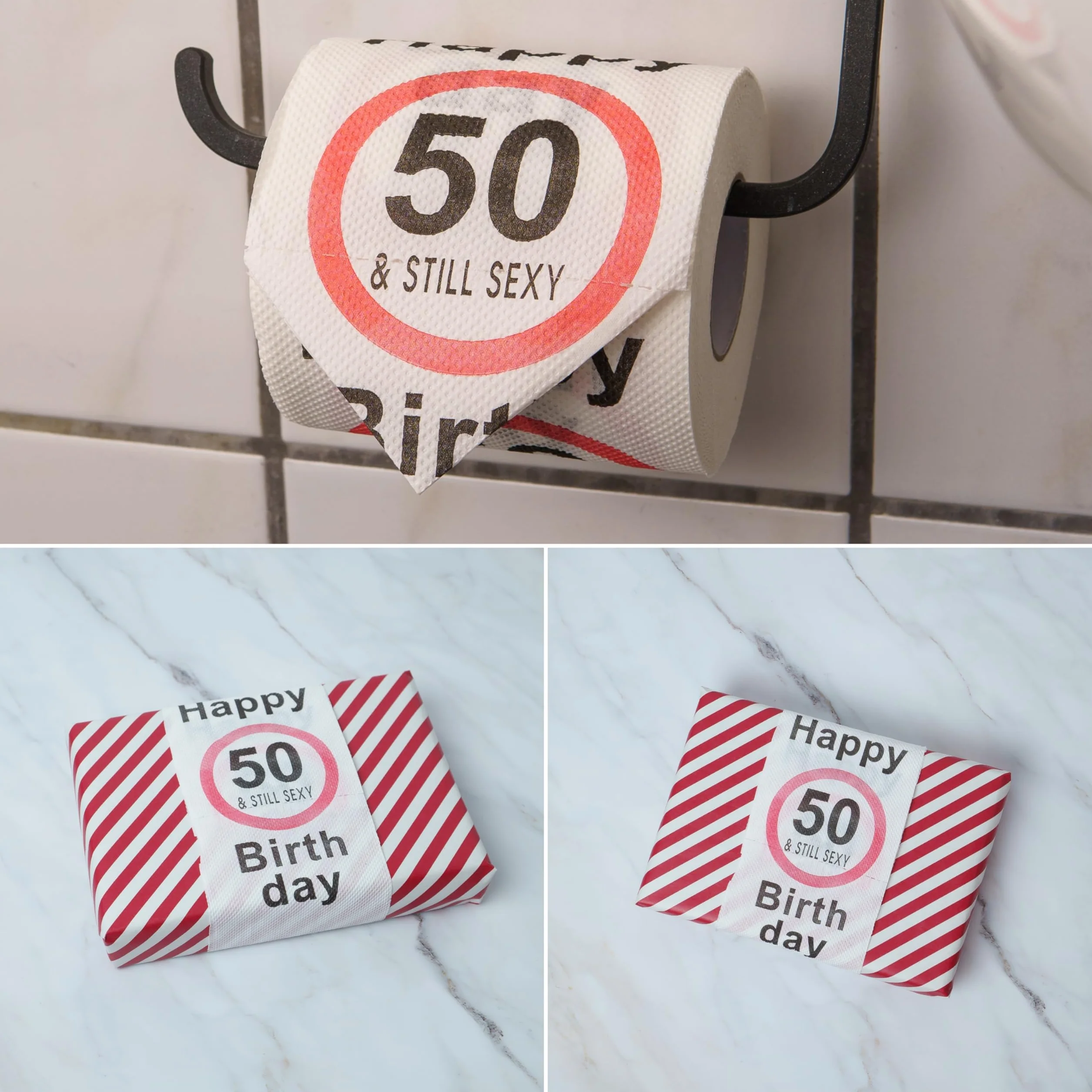 Papier toaletowy na 50. urodziny, zabawny motyw rolki, prezent dla nastolatków