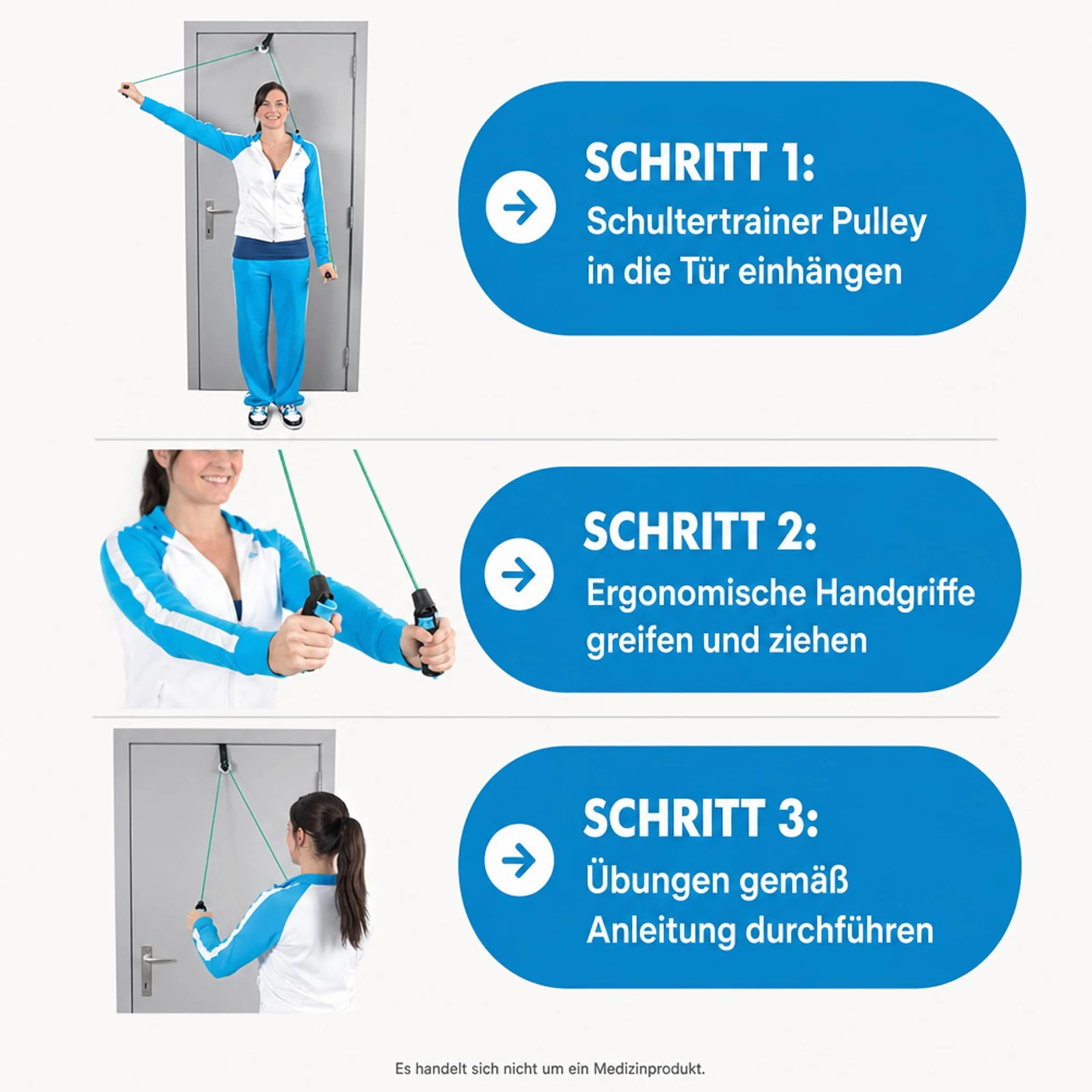 Pulley zestaw do treningu ramion linka linowa uchwyty mocowanie rehabilitacja