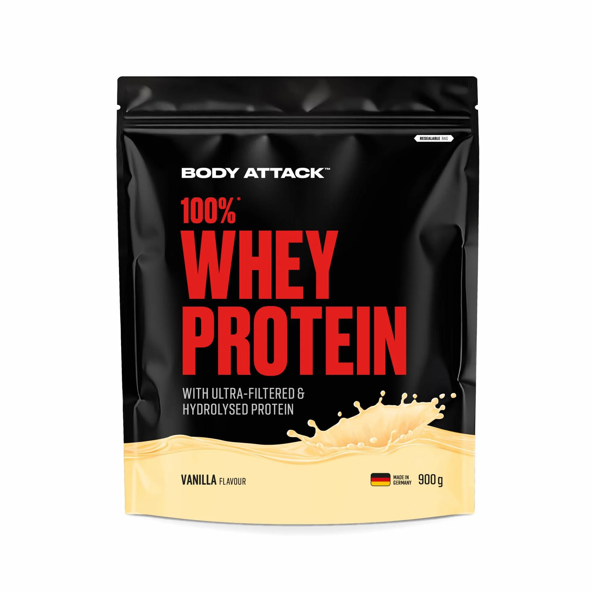 Body Attack 100% WHEY PROTEIN wanilia 900 g proszek białkowy z hydrolizatem i BCAA