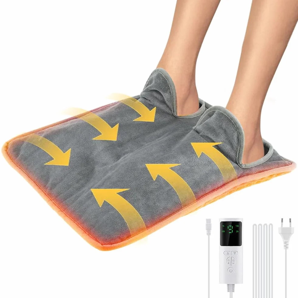 elektryczny ogrzewacz do stóp, 40 x 40 cm, z 9 stopniami ogrzewania, 4 timery, można prać w pralce, podgrzewana wycieraczka, ogrzewacz stóp, elektryczny do stóp, pleców i całego ciała