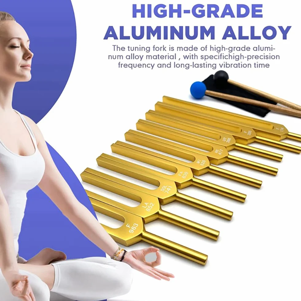 NEWFUN Widelec do strojenia, neurologia, kamerton, 440 Hz, zestaw 4 stroików (128 Hz, 136,1 Hz, MI 528 Hz, 4096 Hz) do terapii dźwiękiem, ważony kamerton nadaje się do medytacji