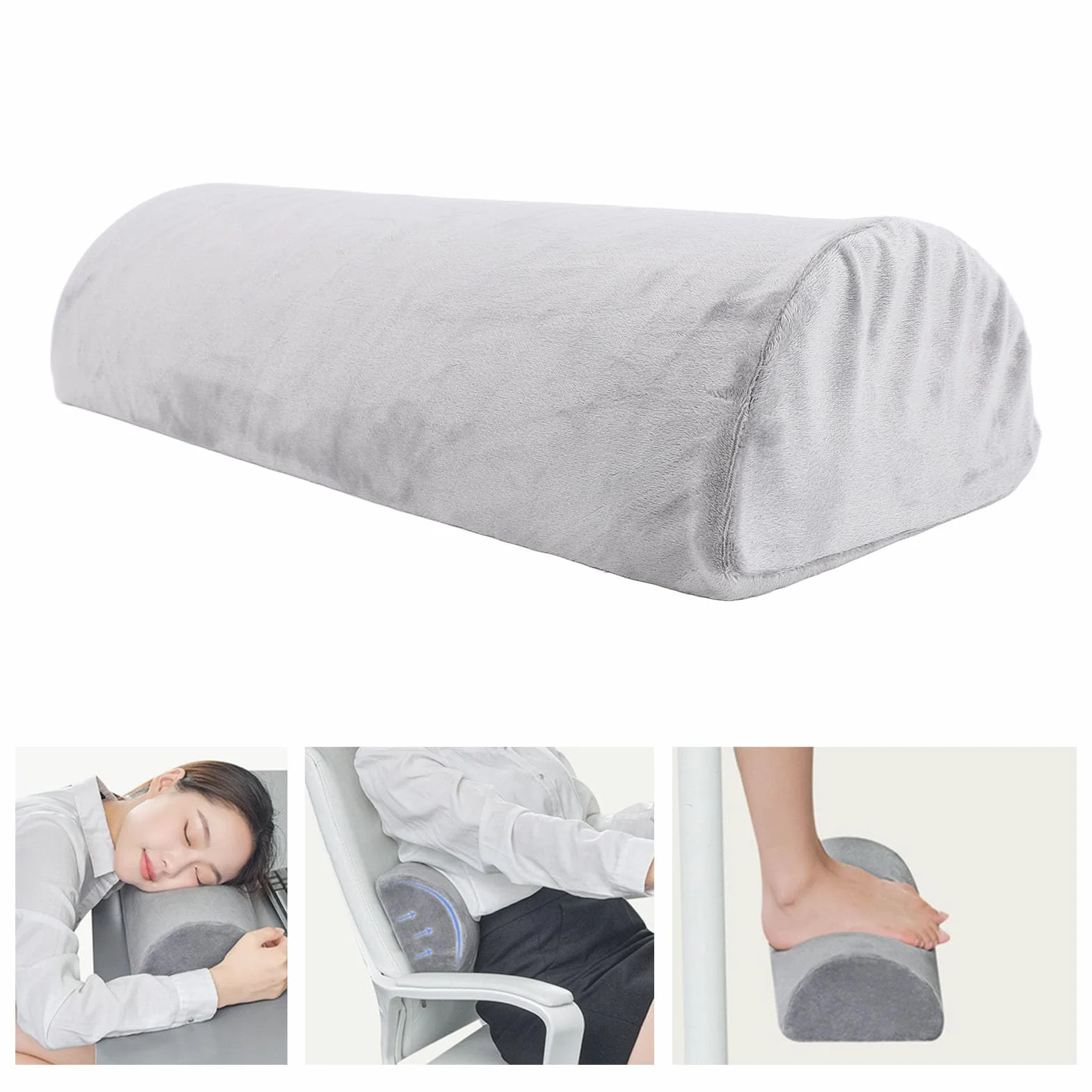 Poduszka Pod Kolana z Pianki Memory Half Moon do Spania na Plecach Szara