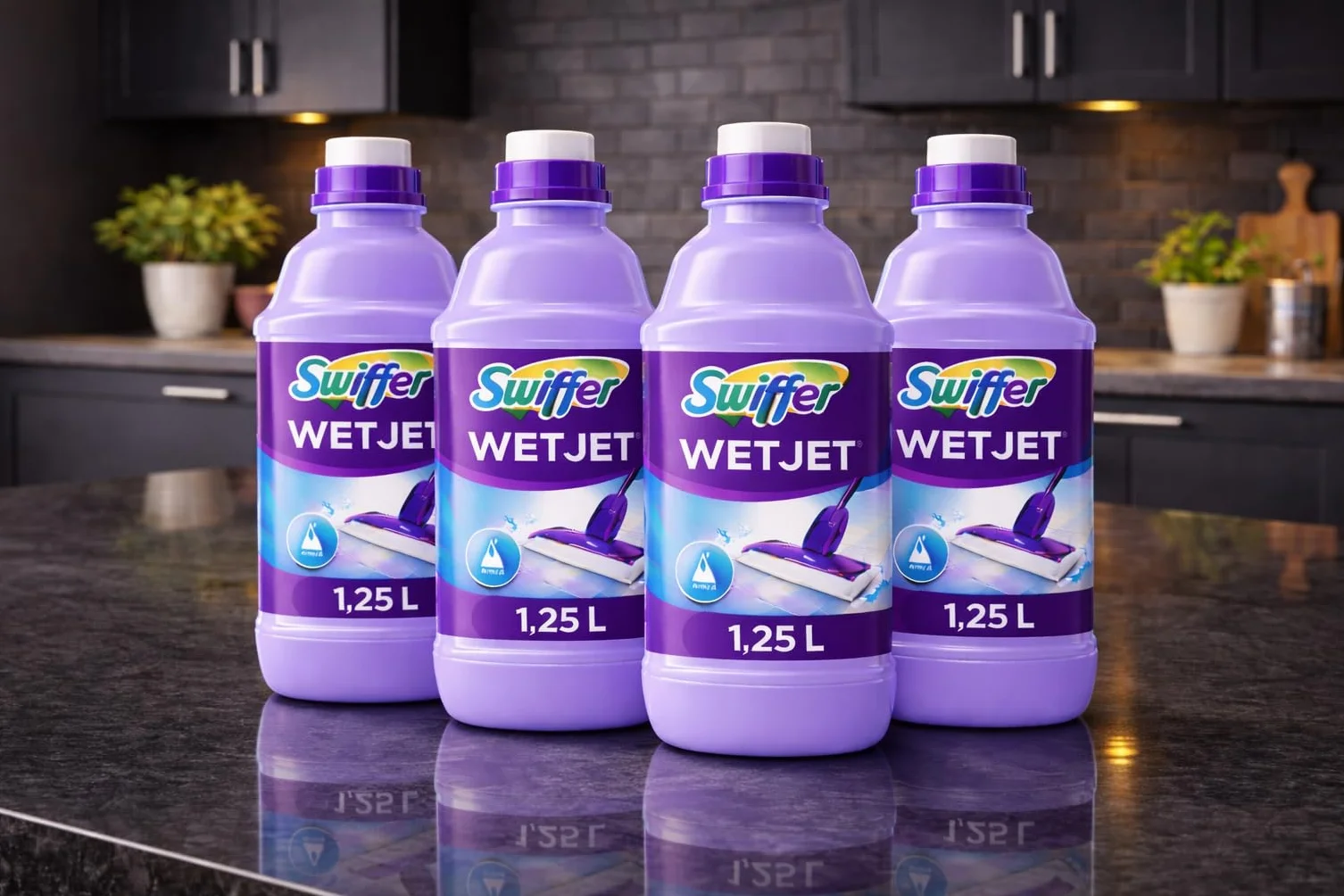 Swiffer - Wetjet środek do usuwania miotły, 4 sztuki (4 x 1,25 l)