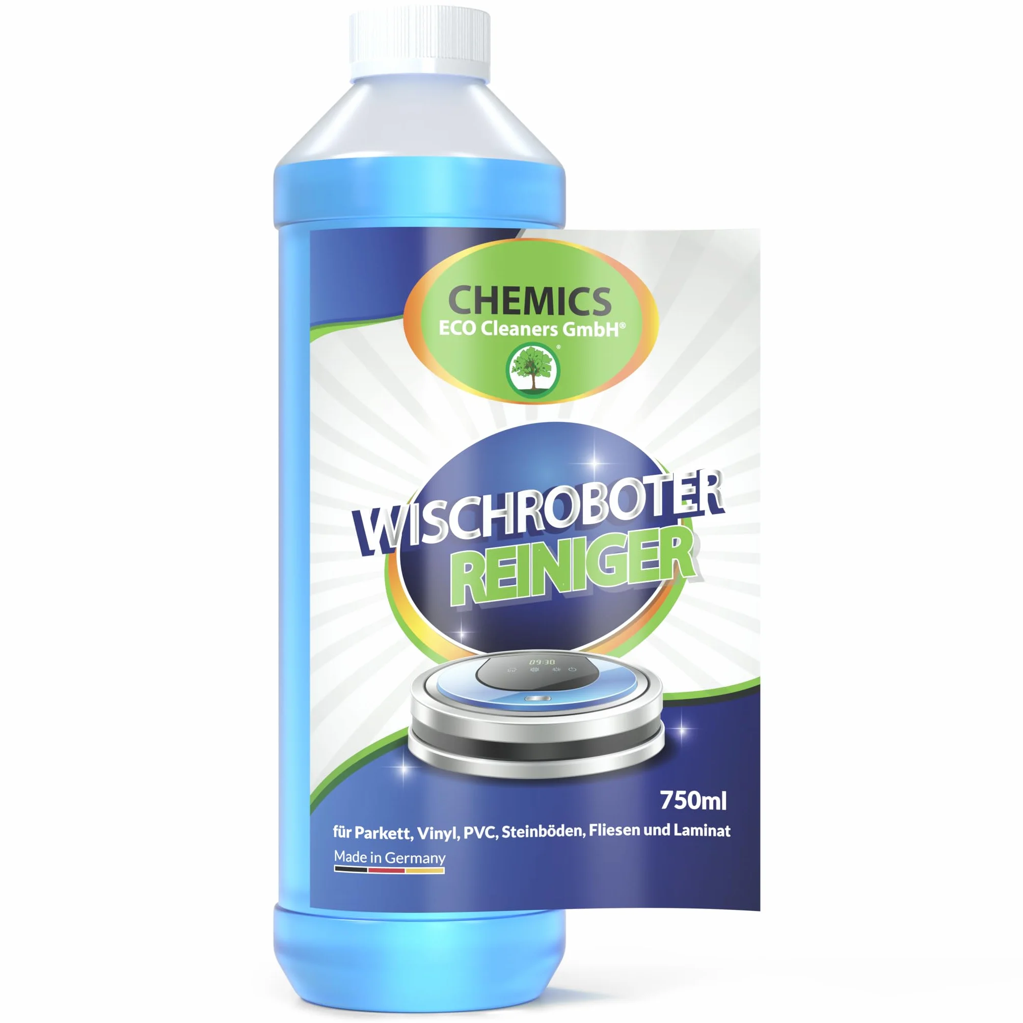 CHEMICS koncentrat środka czyszczącego do robotów myjących - 1L, biodegradowalny, szybkoschnący, środek do czyszczenia podłóg do parkietu i innych twardych podłóg, specjalnie do Roborock i innych
