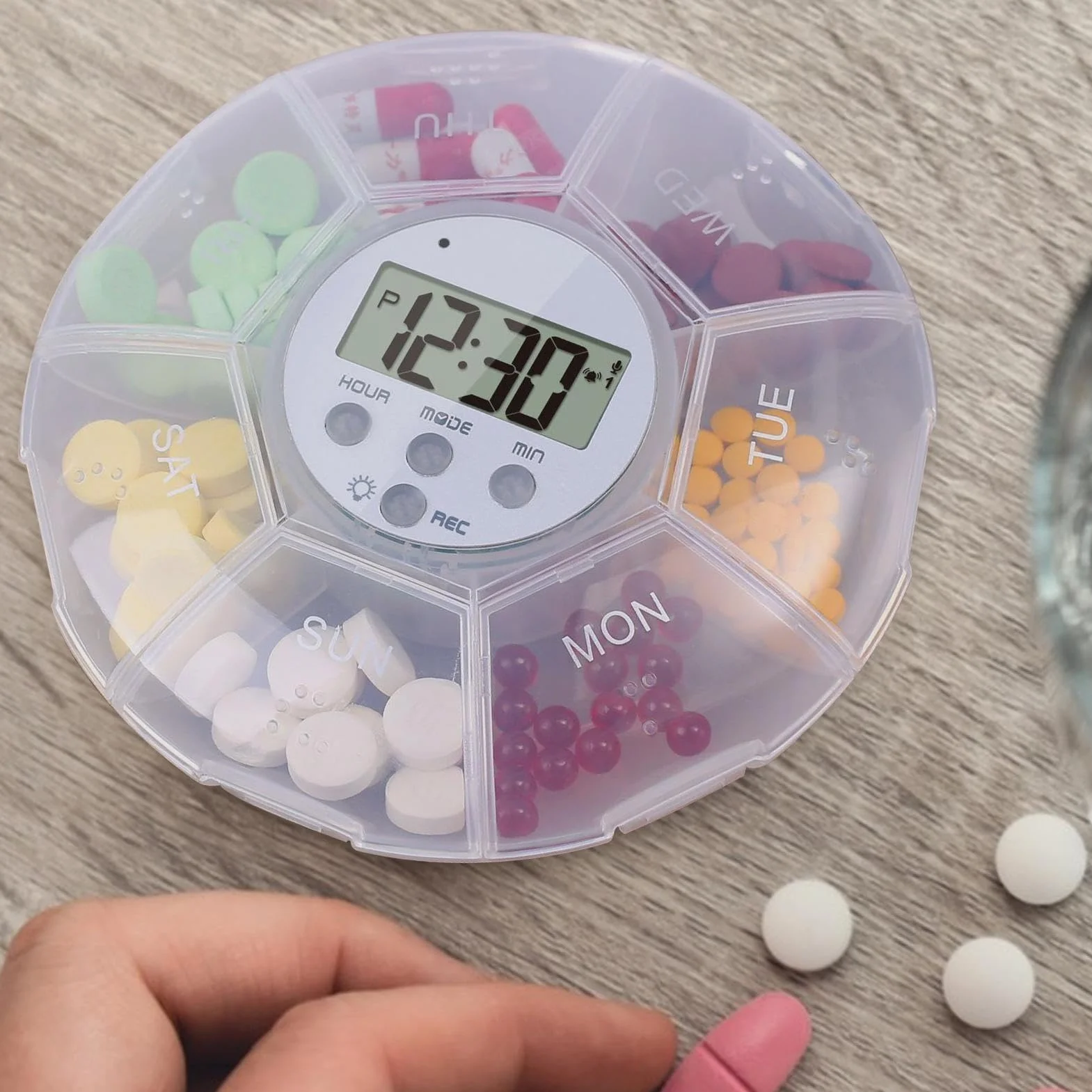 Elektroniczny Dozownik Leków - Organizer Tabletki Z Alarmem I Pod?wietleniem LED | Funkcja Nagrywania, Organizer Leków z 7 Przegródkami dla Domów Opieki, Podró?y i Szpitali