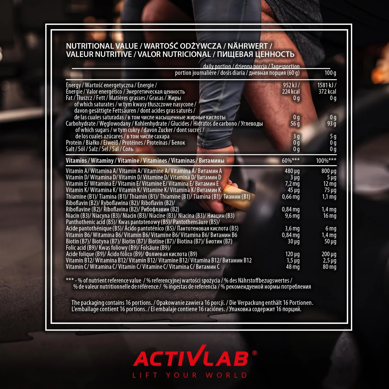 Activlab CarboMax Energy Power – Odżywka Węglowodanowa dla Sportowców – Dodatkowa Porcja Energii Podczas Treningu – Węglowodany na Masę – Gainer (Cytryna, 1000g)