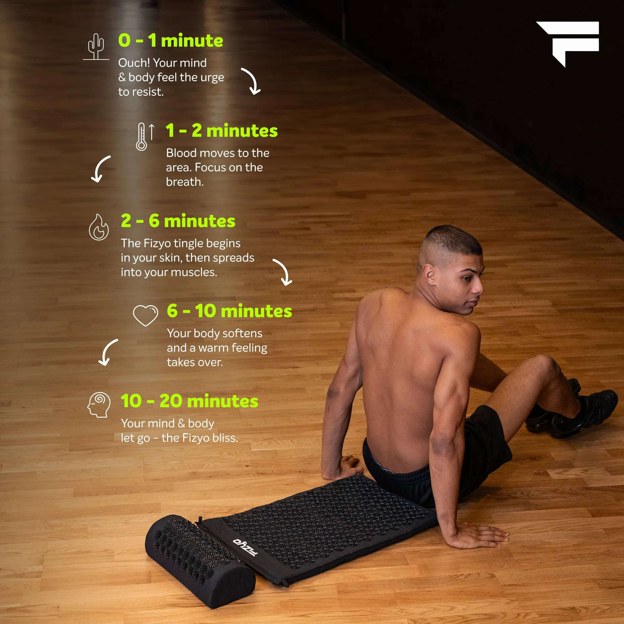 Fizyo Mata do Akupresury z Poduszką - Zestaw do Naturalnego Łagodzenia Bólu, Stresu i Napięcia, Masaż Pleców, Szyi I Ramion, Stymulacja Krążenia, Regeneracja Mięśni, Czarny