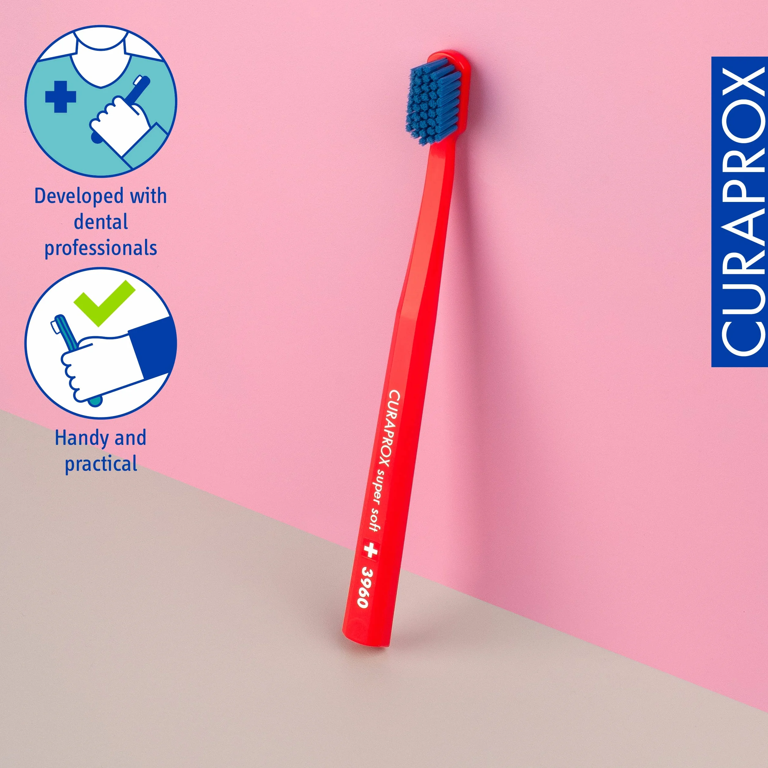 Curaprox CS 3960 Super Miękka Szczoteczka do zębów 0.12 mm, Czerwony/Niebieski