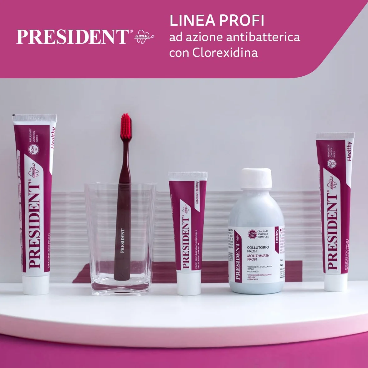 President Profesjonalna biżuteria z chloreksydyną 0,20% Maxi, rozmiar 1 litr, przeciwdziała infekcjom jamy ustnej, działanie przeciwpłytkowe, długotrwałe działanie antybakteryjne, ochrona przed