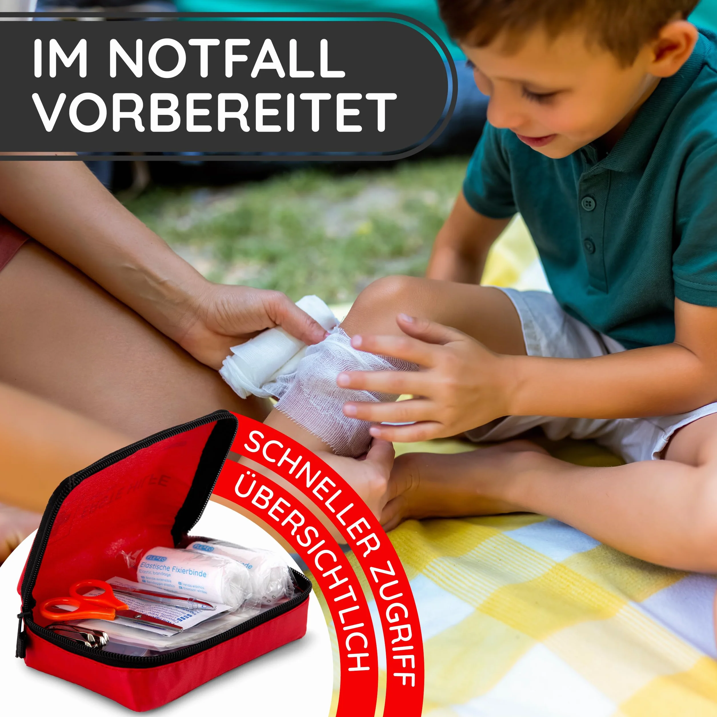 Mini apteczka pierwszej pomocy - outdoor - FLEXEO - rower - turystyka - podróż - mała - apteczka - w drodze - dla dzieci - mała