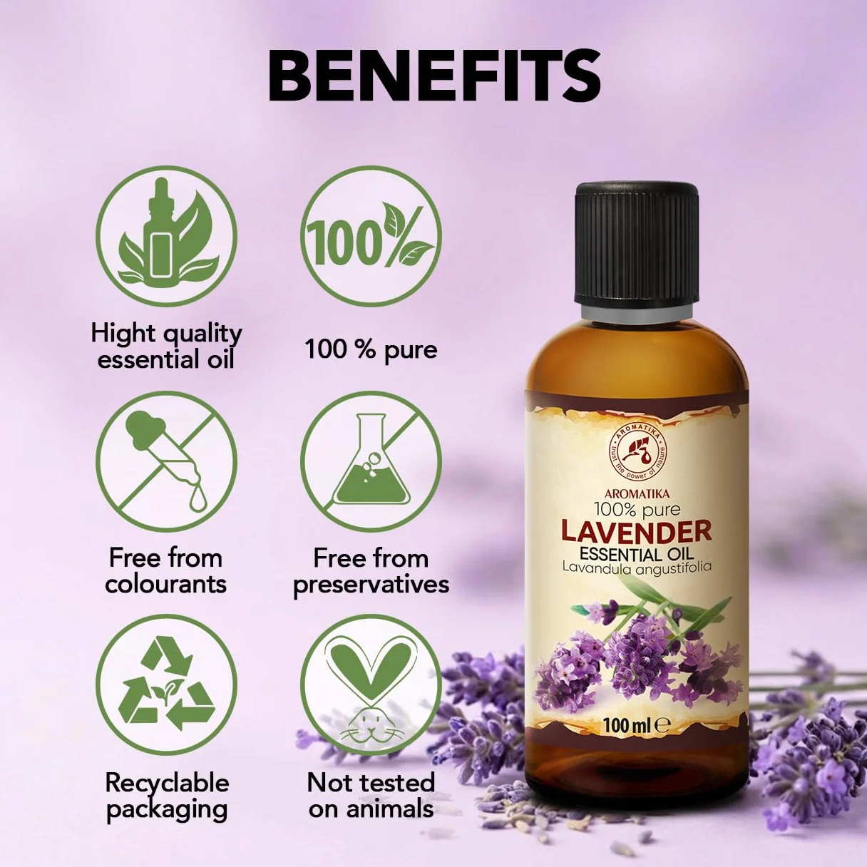 Olejek Eteryczny Lawendowy 100 ml - Lavandula Angustifolia - Olejek Aromatyczny do Dyfuzora - Aromaterapia - Świece Zapachowe - Mydła - Odświeżanie Powietrza