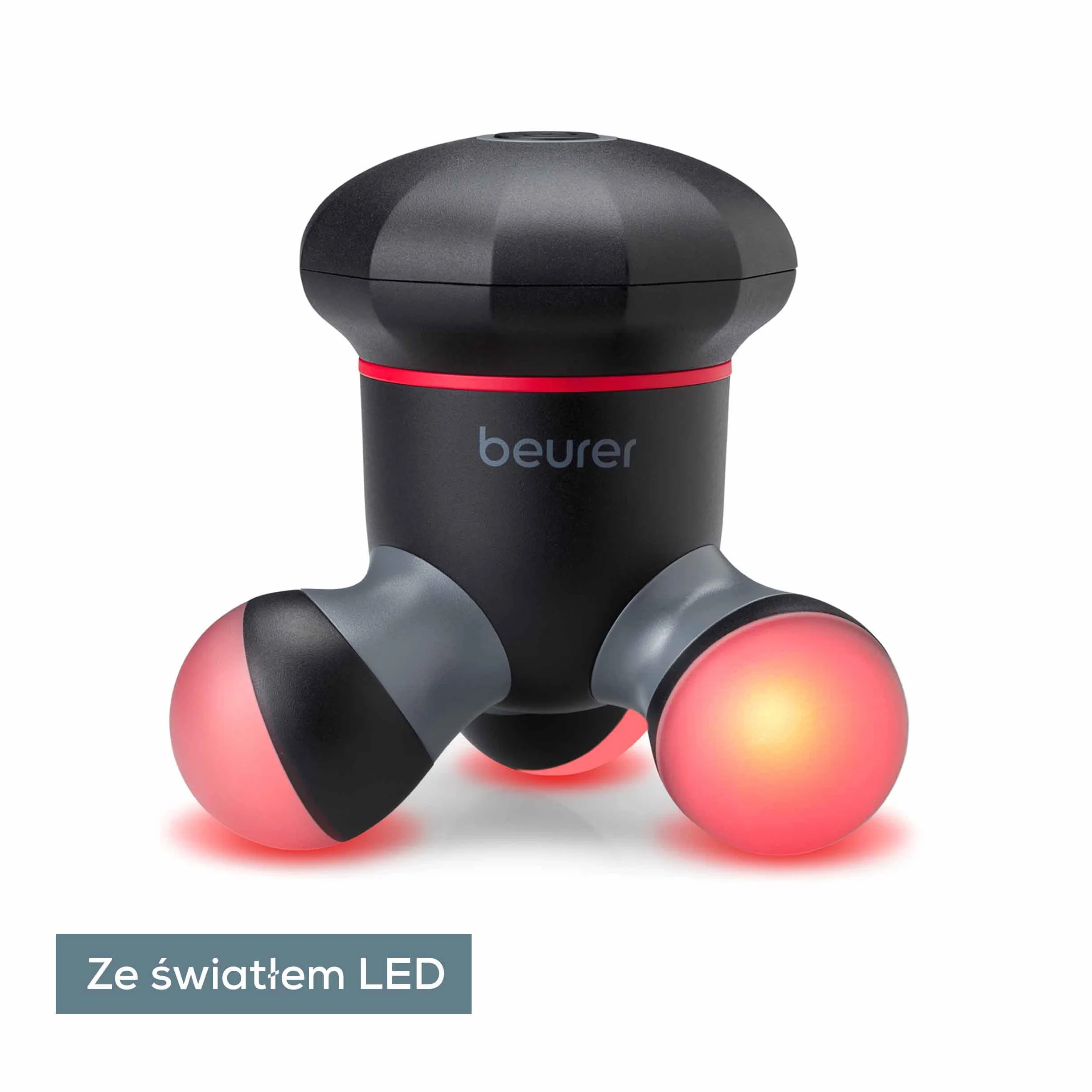 Beurer MG 18 mini masażer, elektryczny ręczny masażer do delikatnego masażu wibracyjnego, idealny do pleców, szyi, rąk i nóg, ze światłem LED, przenośny, czarny, 1 sztuka