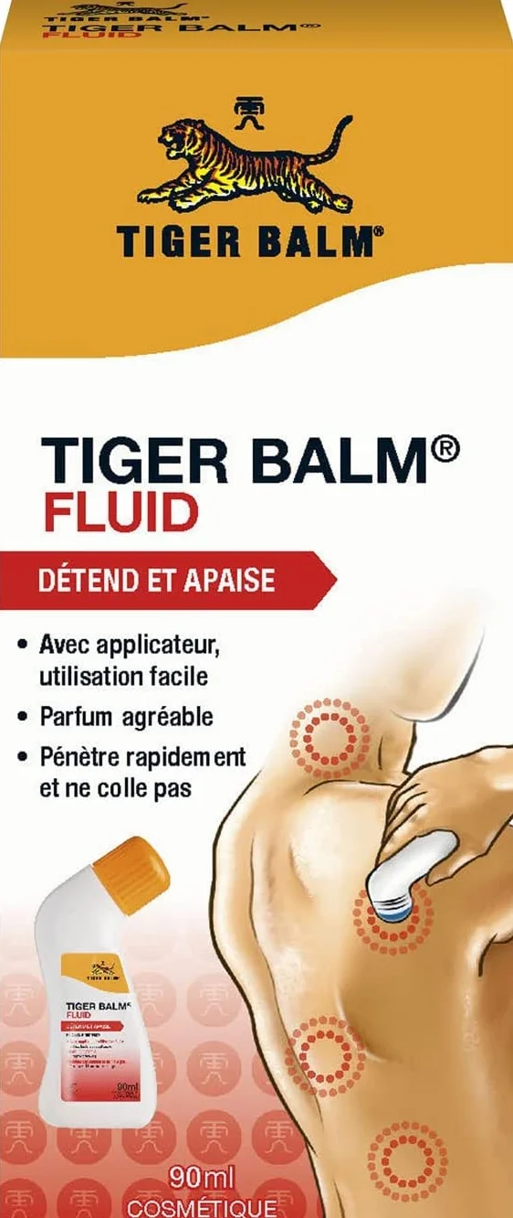 Płynny balsam tygrysa relaksuje i łagodzi - krem do masażu szyi lub pleców, zapach mentolu, kamfory i olejku eterycznego z eukaliptusa, szybko i bez kleju, 90 ml